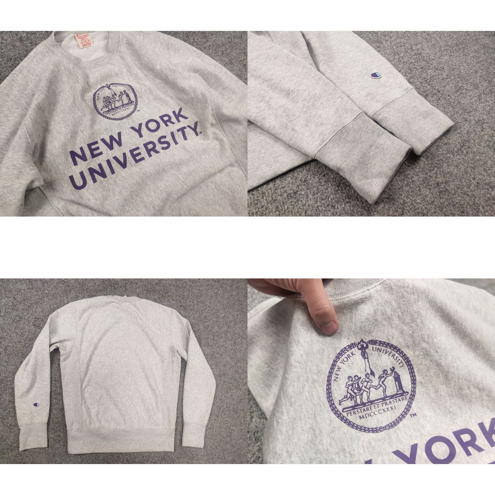 Champion Vintage Champion Reverse Weave New York University College Crewneck Sweatshirt Sweatshirt Men S Gray Logo University/College Size US S / EU 44-46 / 1 - 8 Thumbnail