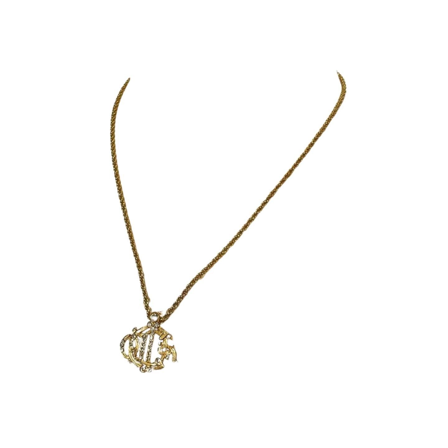 Dior MINT. Vintage Christian Dior golden detailed logo necklace Size ONE SIZE - 2 Thumbnail