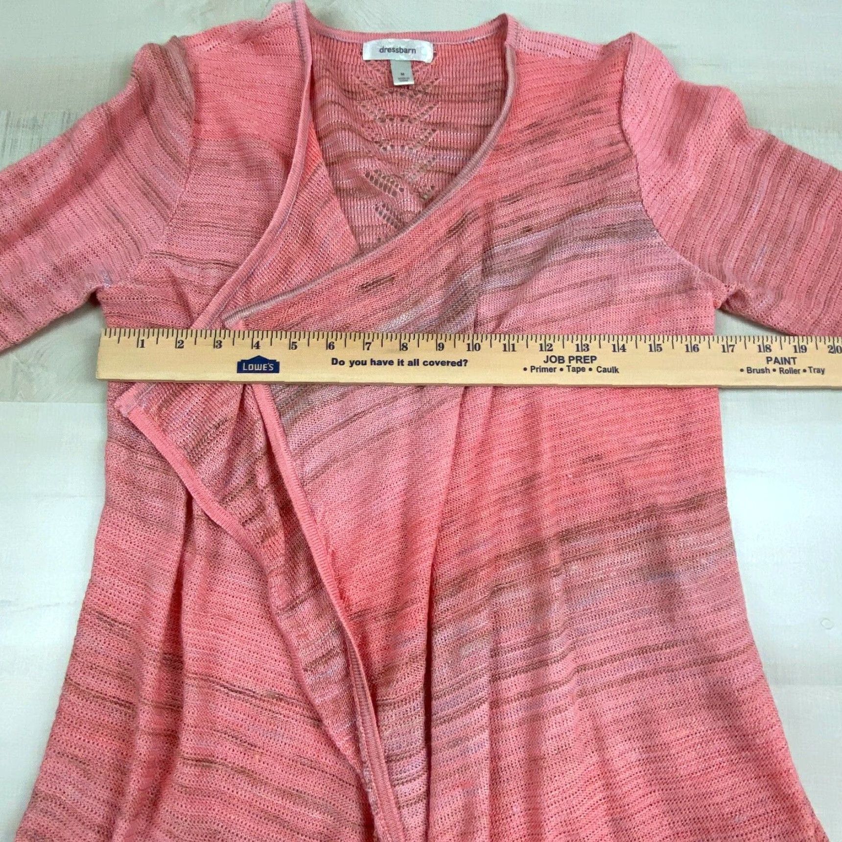Vintage Dressbarn Womens Medium Pink Cardigan Sweater 3/4 Sleeves Open Front Acrylic Blend Size M / US 6-8 / IT 42-44 - 7 Thumbnail