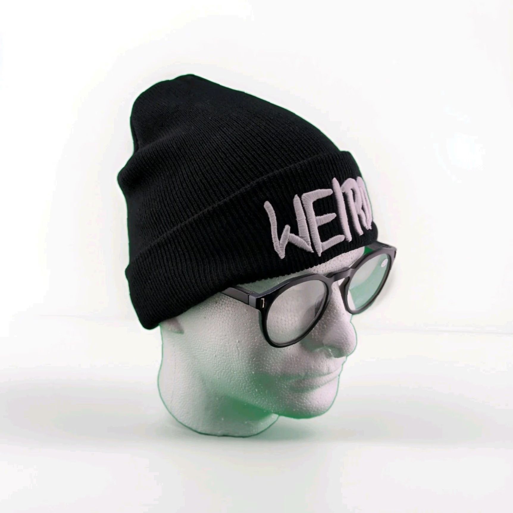 Vintage VINTAGE Weirdo- knit cap - beanie hat - Grey Heavy Warm Stretch Comfortable Size ONE SIZE - 6 Thumbnail