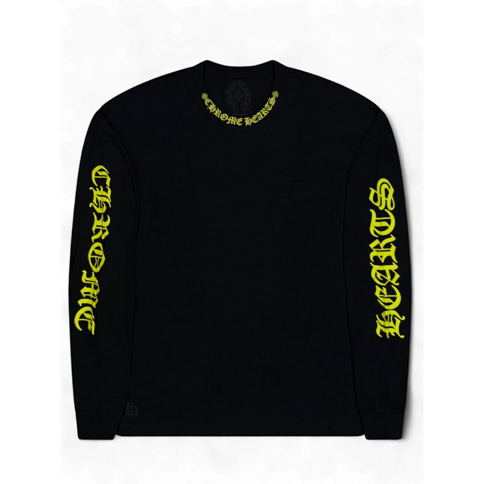 Chrome Hearts Chrome Hearts Black Yellow Neck Logo Longsleeve Size US XL / EU 56 / 4 - 1 Thumbnail
