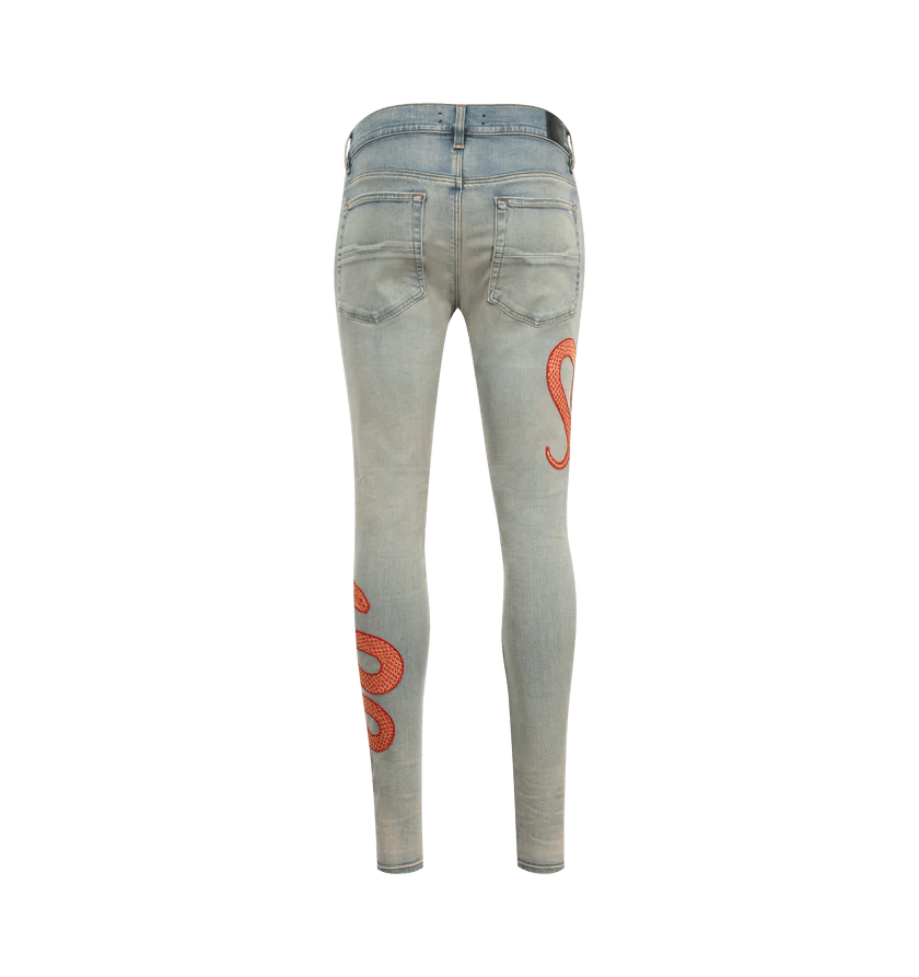 Amiri o1h1sh10525 Snake Skinny Jeans in Blue Size US 29 - 2 Thumbnail