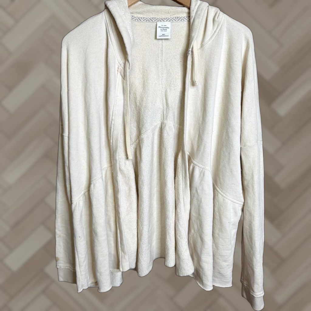Abercrombie & Fitch Abercrombie & Fitch Cream Hooded Knit Drapey Cardigan Sweater Women’s Med/Lg Medium Beige Hooded Cardigan Womens Knit Sweater Fall Winter Spring Size M / US 6-8 / IT 42-44 - 1 Thumbnail