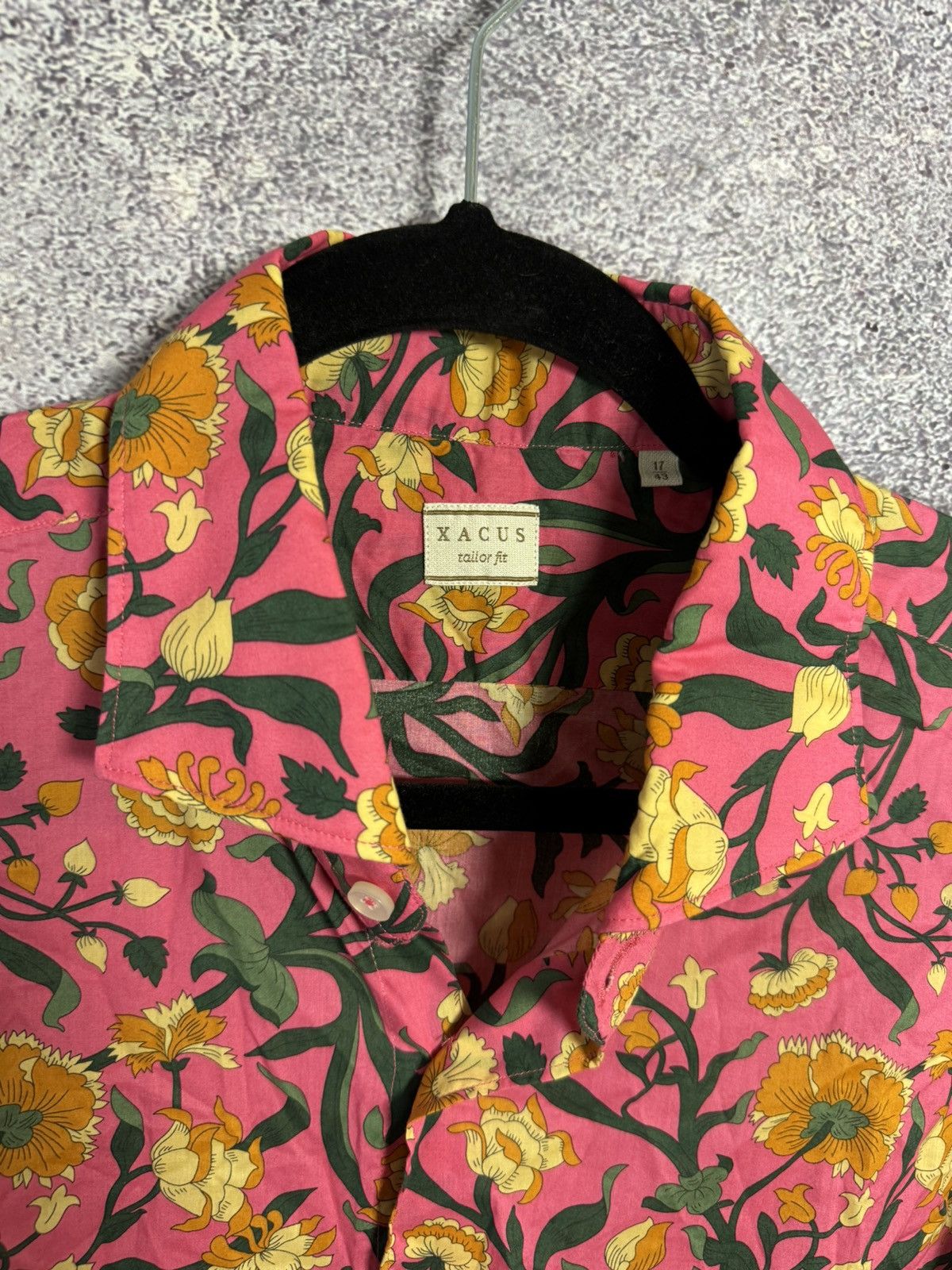 Designer × Vintage Xacus Size 17/43 Evolution Fit Pink Shirt Floral Print Size US L / EU 52-54 / 3 - 9 Thumbnail