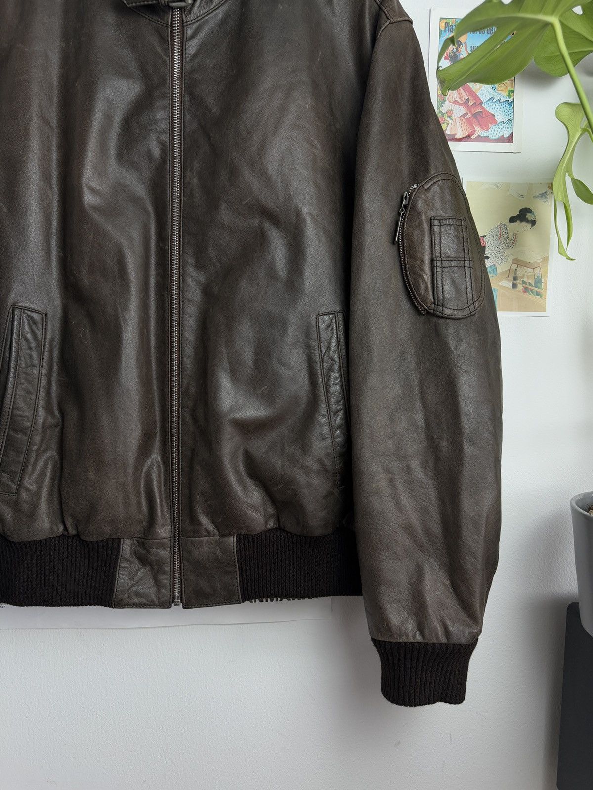 Other Vintage heavy boxy leather bomber jacket L archive army rare Size US L / EU 52-54 / 3 - 5 Thumbnail