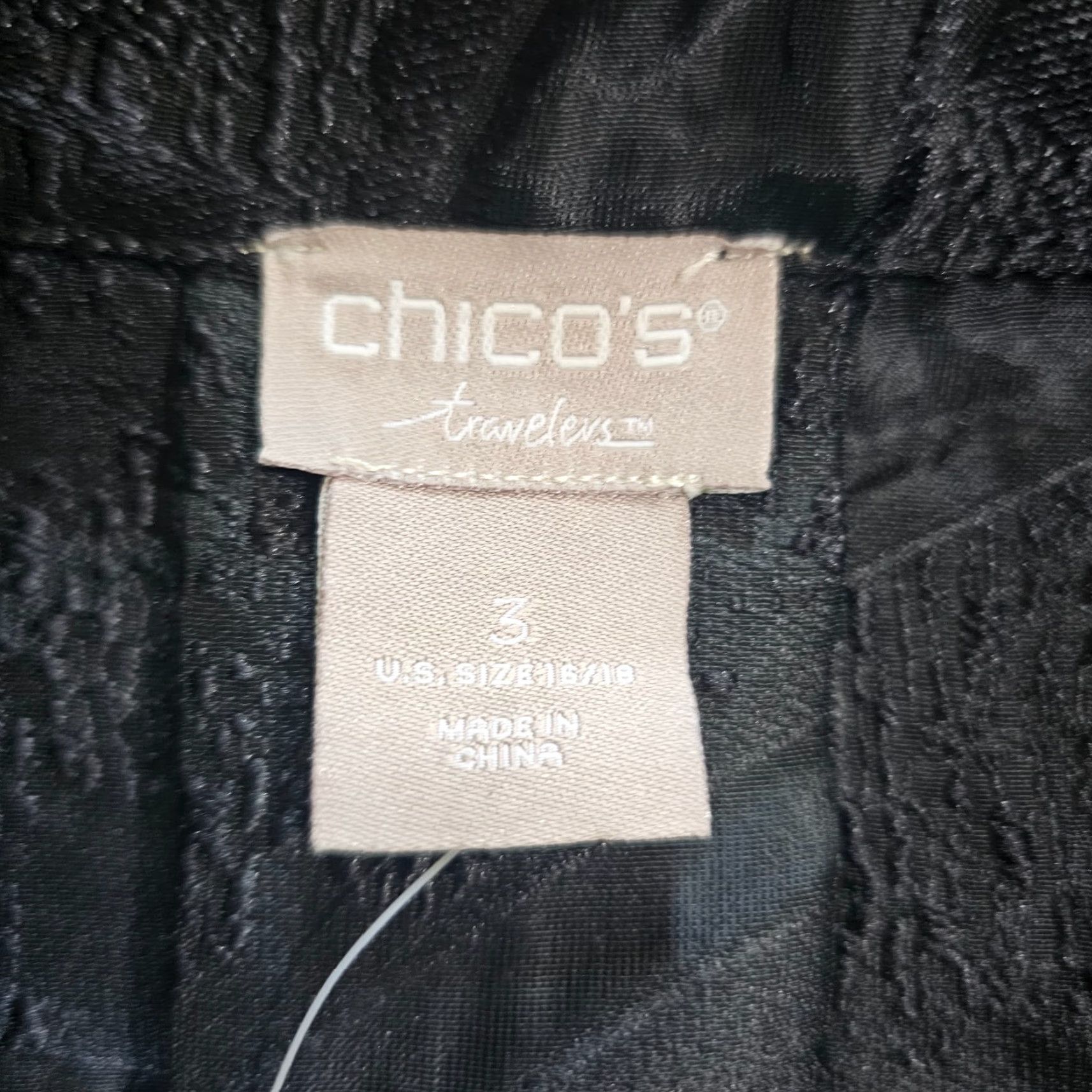 Vintage Chicos Travelers Jacket Womens XL Black Organza 3/4 Sleeve Sheer Open Classic Jacket Size XL / US 12-14 / IT 48-50 - 4 Thumbnail