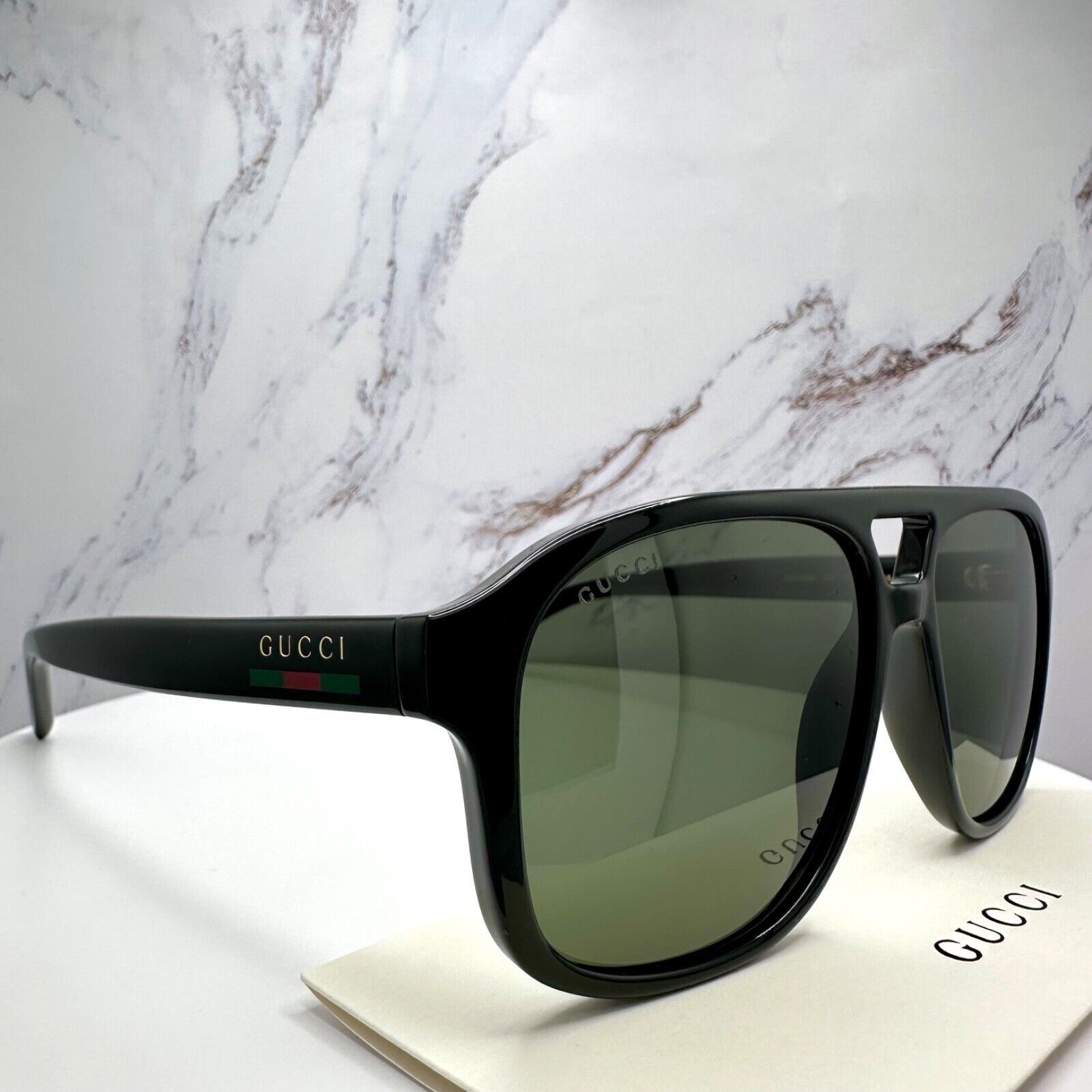 Gucci New GUCCI Sunglasses 2025 Release Black Aviator Gold Logo Size ONE SIZE - 14 Thumbnail