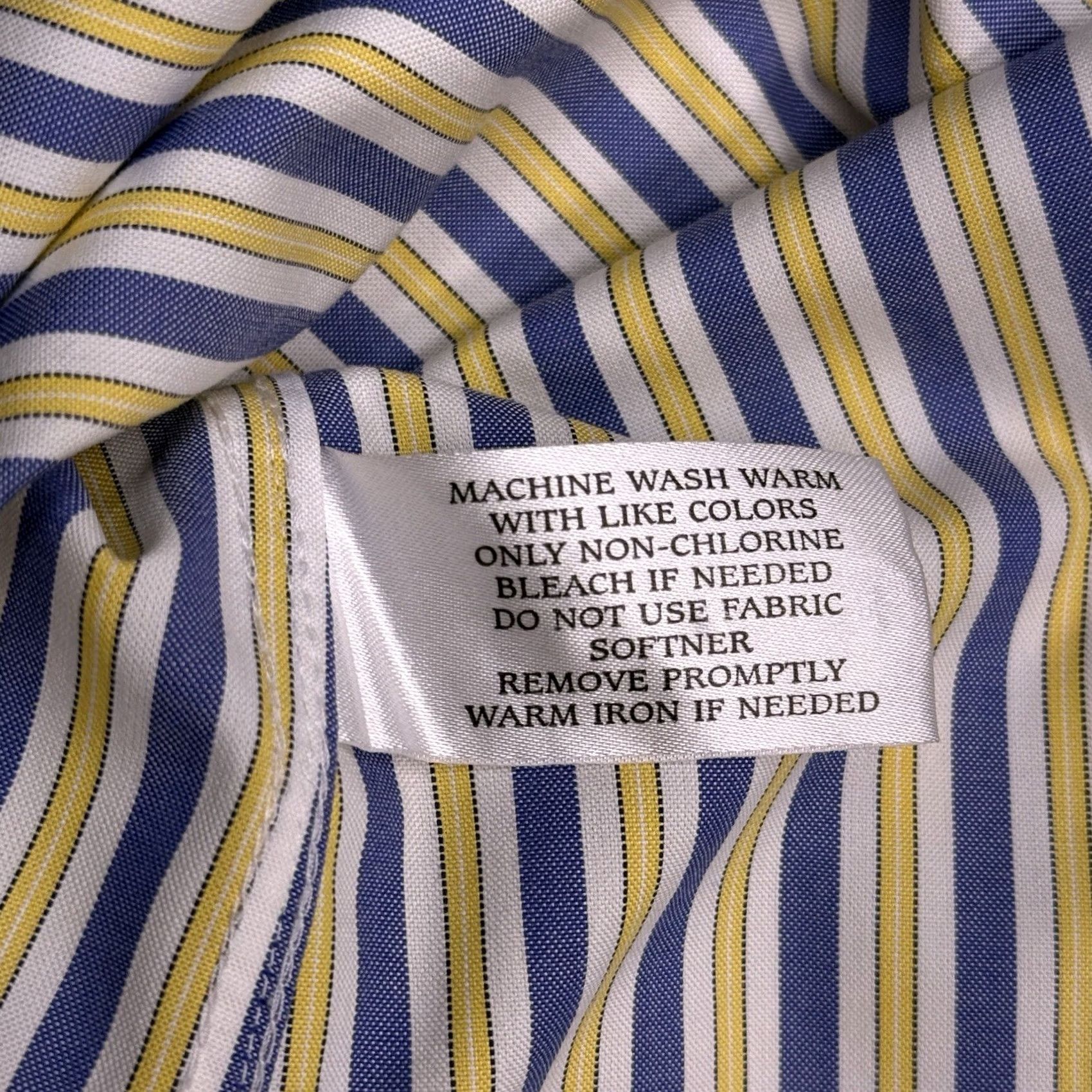 Neiman Marcus Neiman Marcus Shirt Mens 16 Slim Button Up Dress Shirt Yellow Striped 100% Cotton Wrinkle Resistant Size US L / EU 52-54 / 3 - 7 Thumbnail