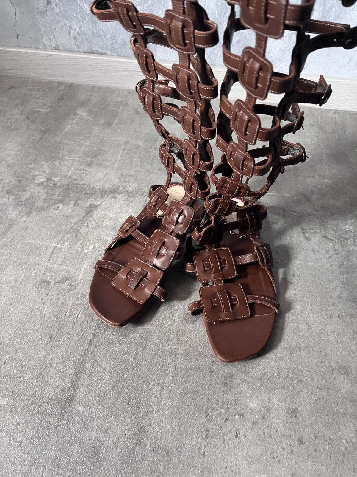 Christian Louboutin Christian Louboutin Gladiator Sandals brown leather Size US 7.5 / IT 37.5 - 3 Thumbnail