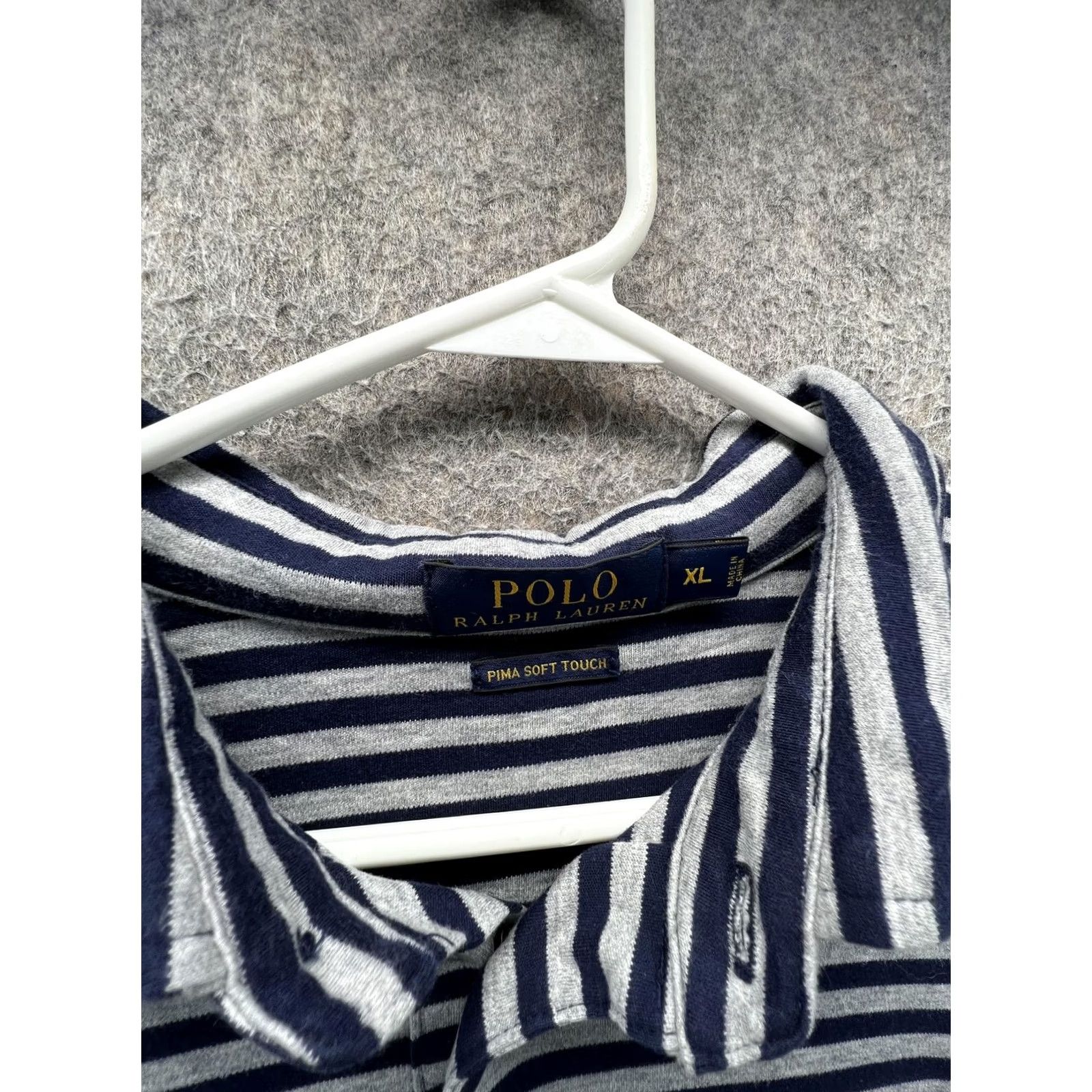 Polo Ralph Lauren Polo Ralph Lauren Polo Shirt Mens XL Blue Stripe Pima Soft Touch Casual Size US XL / EU 56 / 4 - 2 Thumbnail