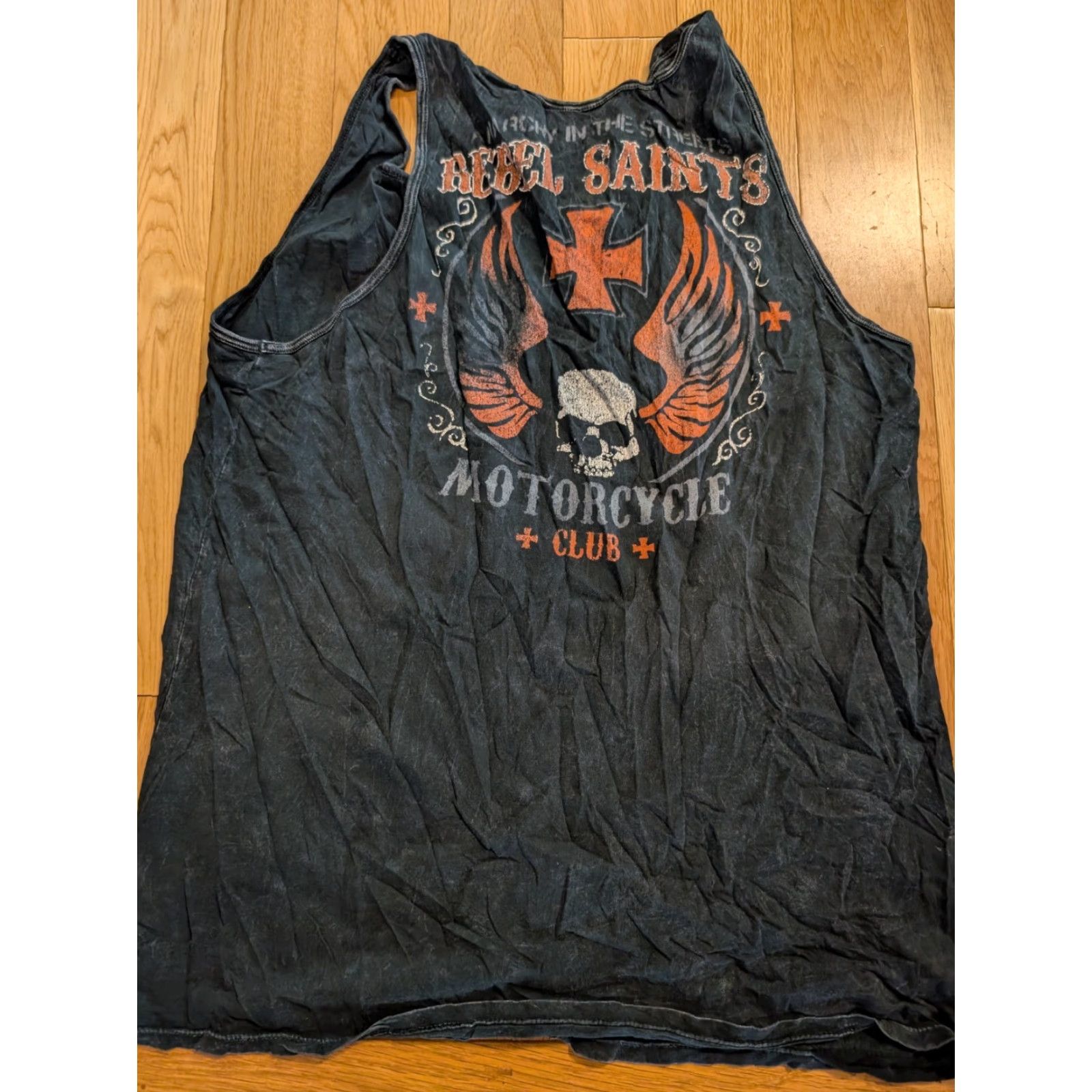 Affliction VINTAGE Rebel Saints Affliction Women's Black Biker Grunge Y2K Cut Out Tank Top M AOP Size M / US 6-8 / IT 42-44 - 5 Thumbnail