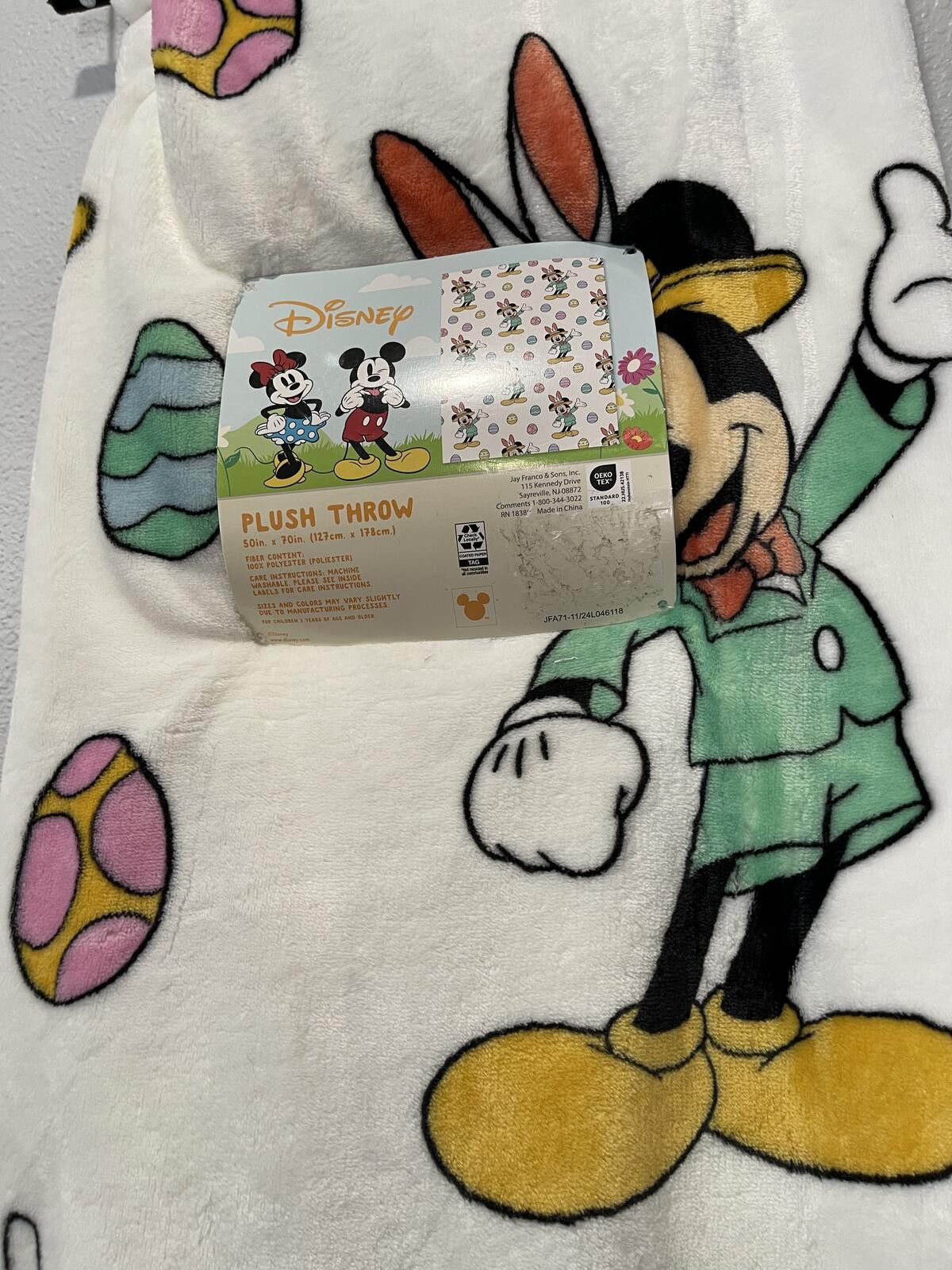Disney Disney Plush Throw Blanket with Mickey Mouse and Easter Eggs Size ONE SIZE - 2 Thumbnail