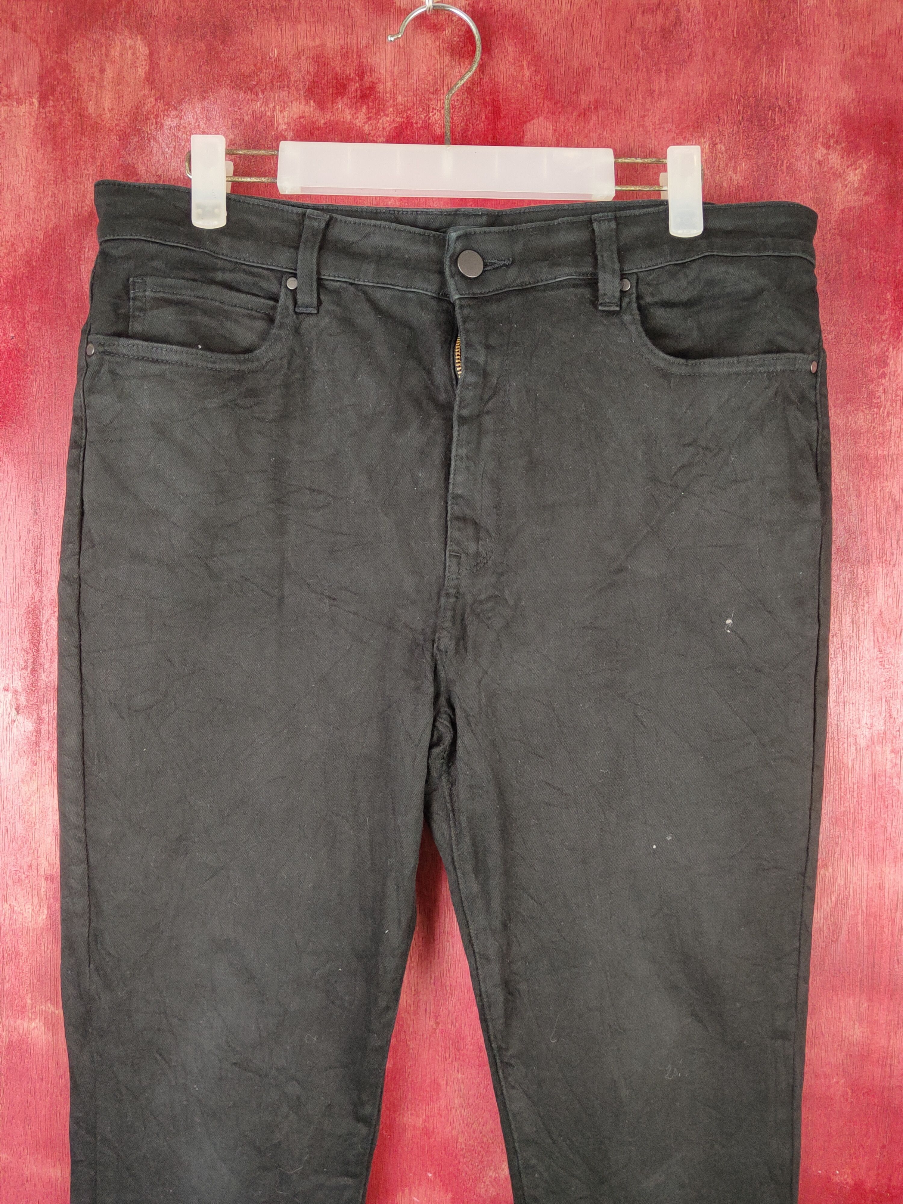Japanese Brand Uniqlo Black Multipocket Skinny Soft Jeans #S1405 Size US 34 / EU 50 - 2 Thumbnail