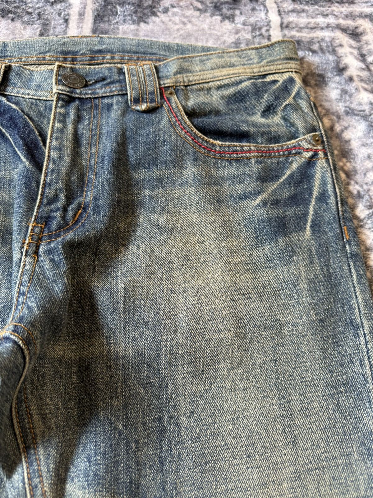 Fad Three × GOSTAR DE FUGA × Japanese Brand Rupert Japan Muddy Wash Rivet Edgy Flared Denim Pants Size US 31 - 13 Thumbnail
