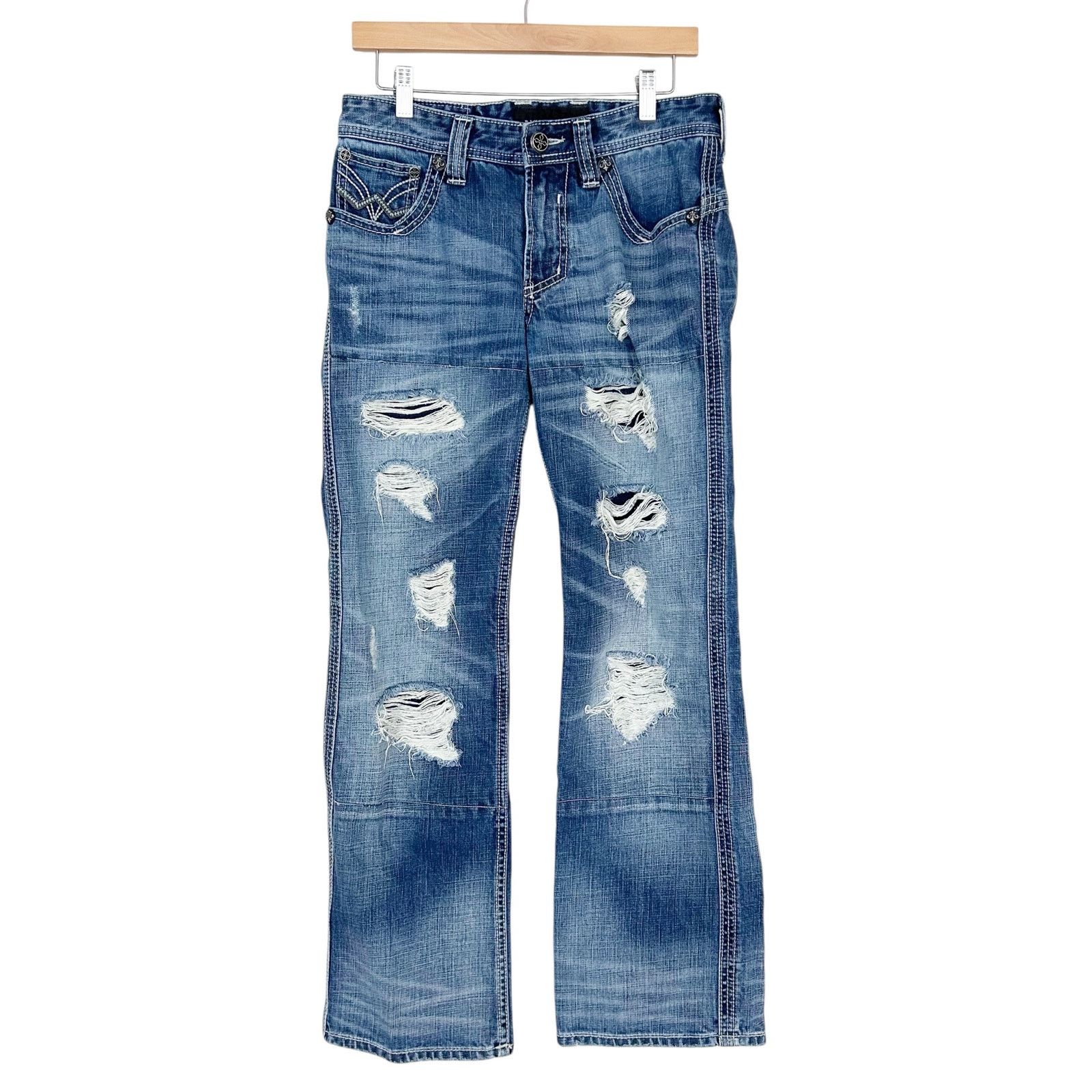 Affliction Affliction Cooper Distressed Jeans Sz 30x31 Size US 30 / EU 46 - 1 Thumbnail