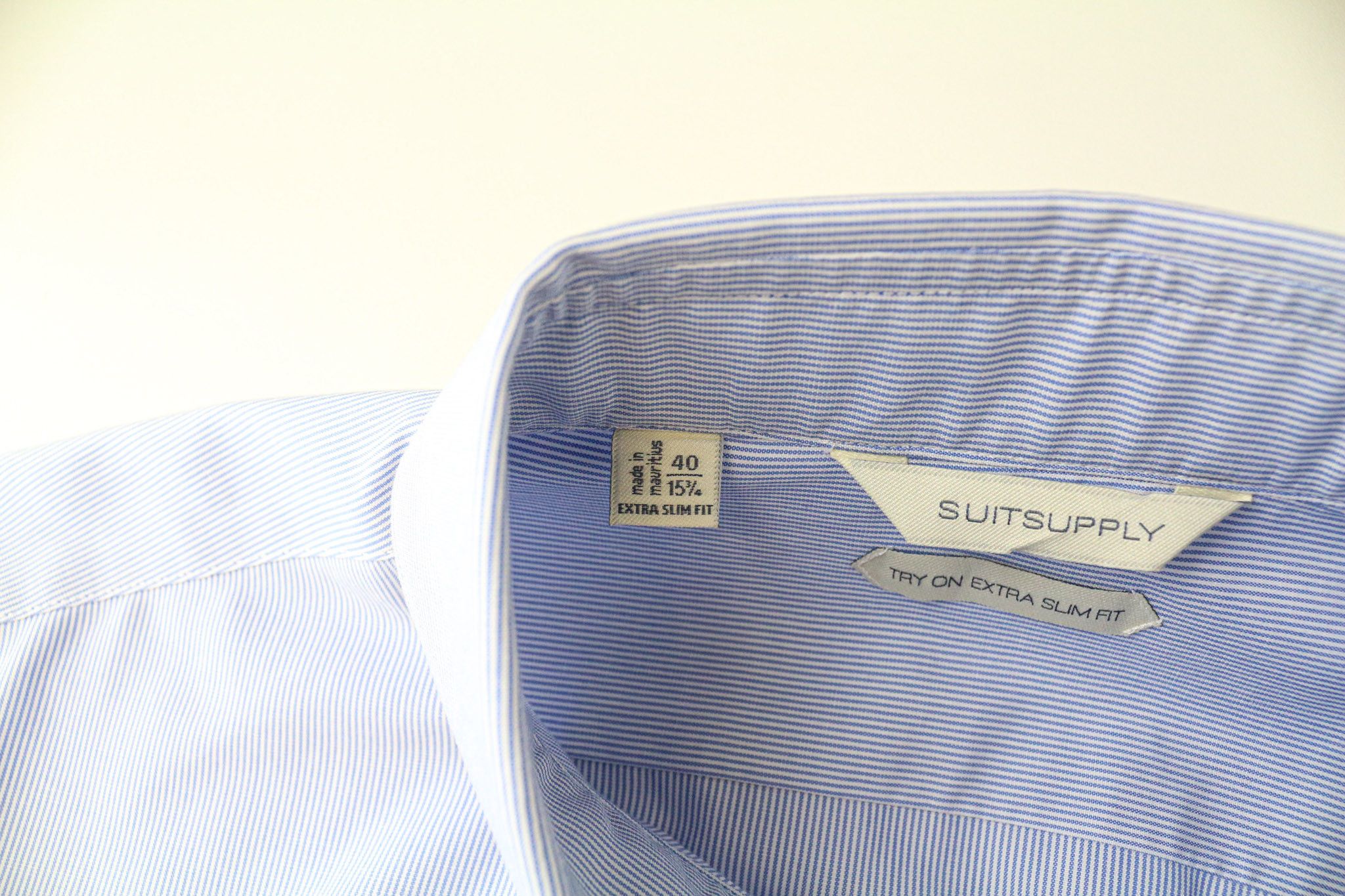 Suitsupply 40/15 3/4 Extra Slim Blue Cotton Striped Shirt 77216 Size 40R - 5 Thumbnail