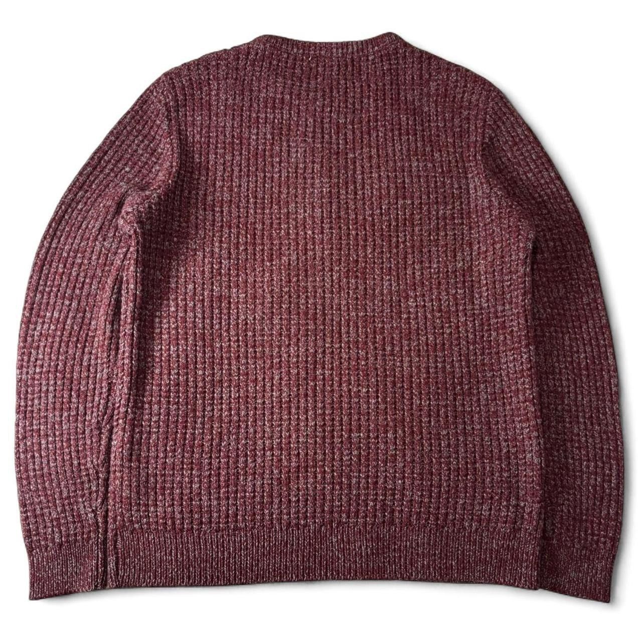 Vintage Burgundy & Grey Textured Knit 100% Acrylic Sweater - L Size US L / EU 52-54 / 3 - 6 Thumbnail