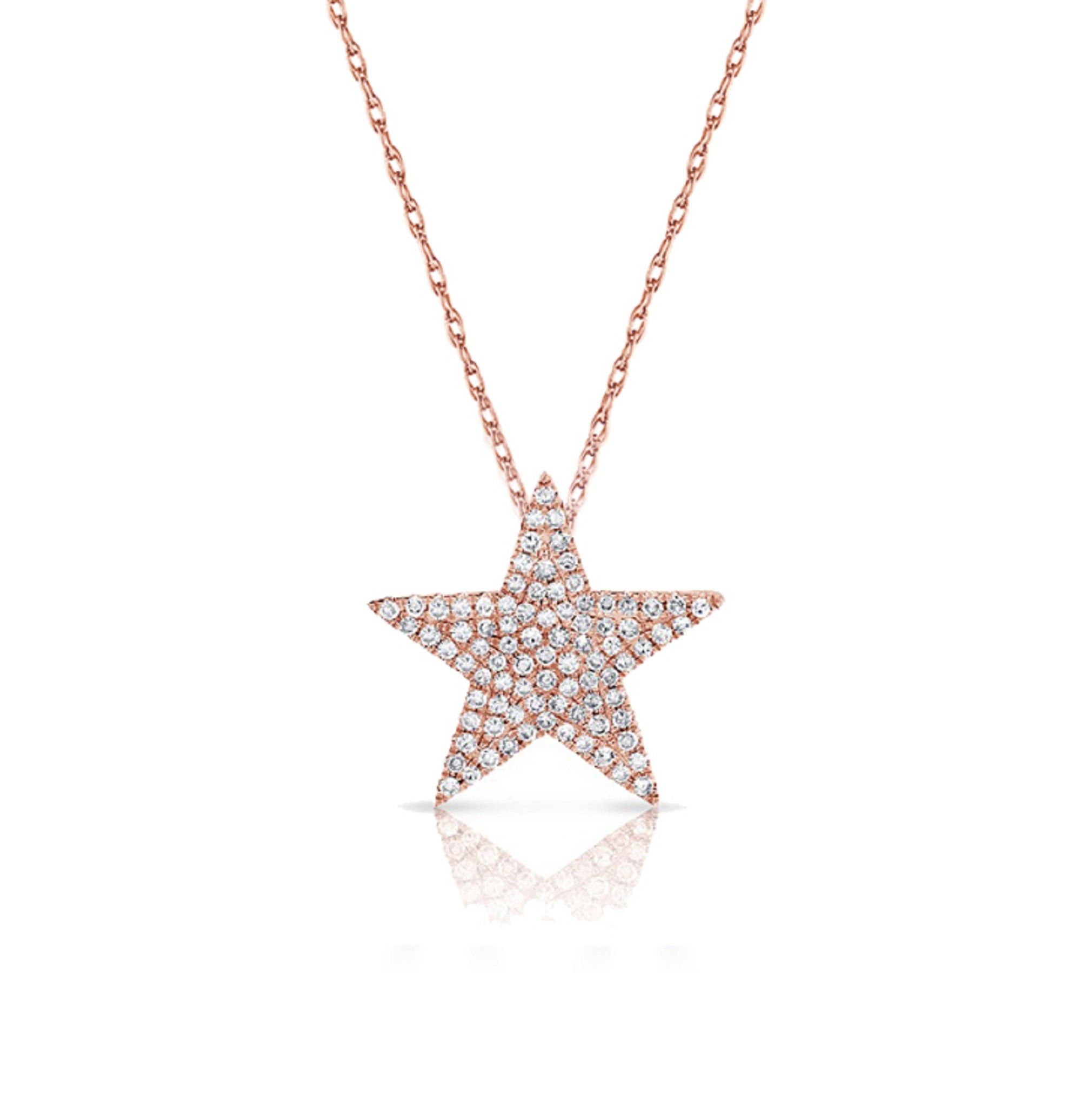image of Tiffany Co Diamond Star Necklace In 14K Rose Gold, Women's