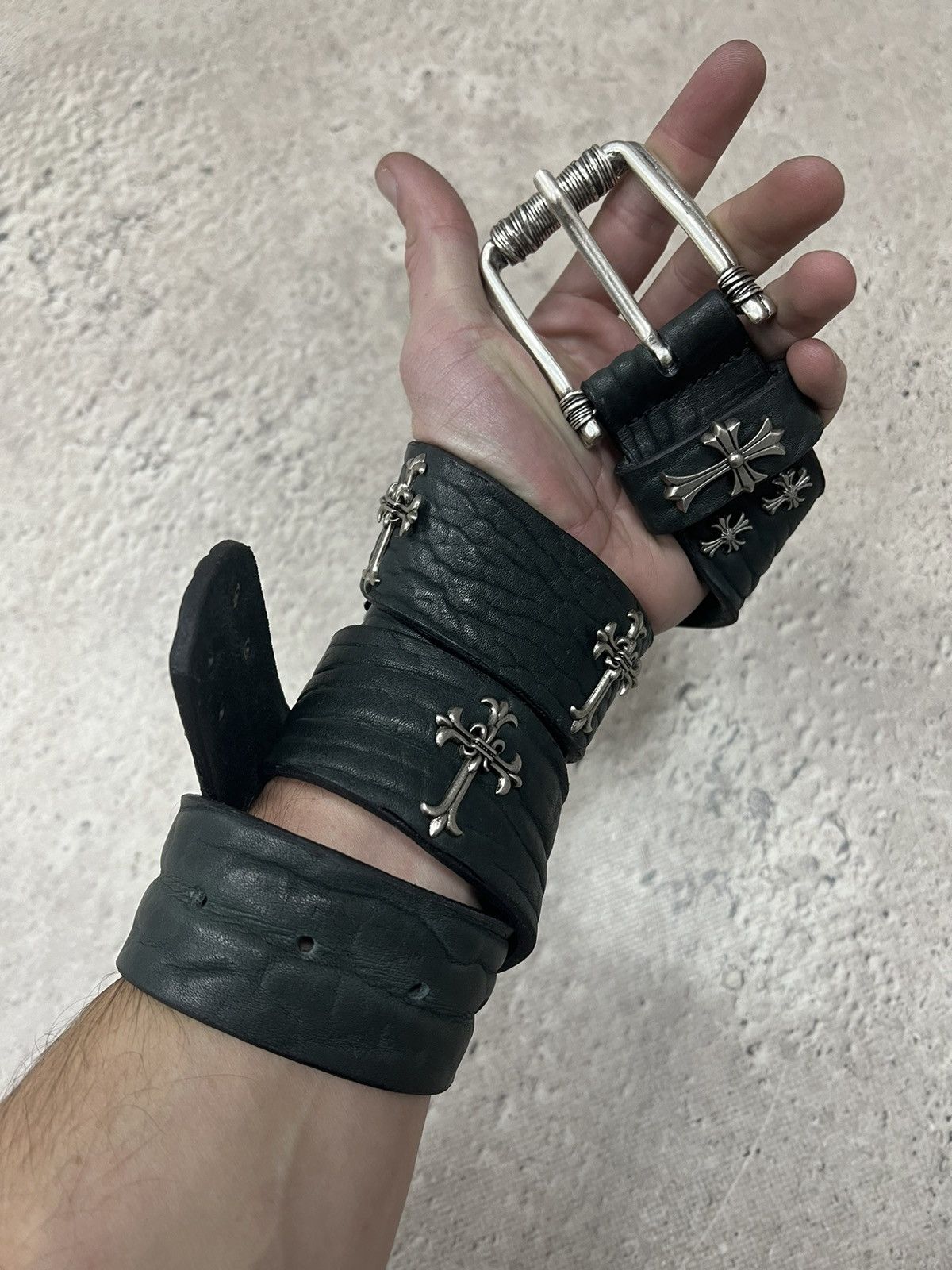 Vintage VINTAGE AVANT-GARDE GOTHIC LEATHER BELT Size 32 - 6 Thumbnail