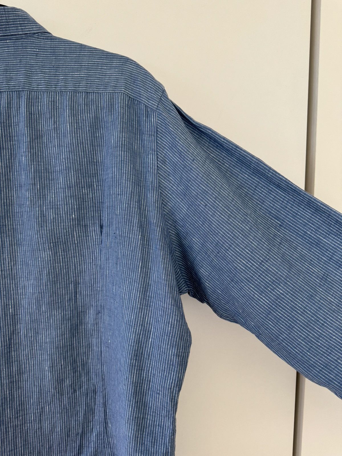 Loro Piana Arthur Arizona Blue Striped Aloe Linen Shirt XXL FAL1007 Size US XXL / EU 58 / 5 - 14 Thumbnail