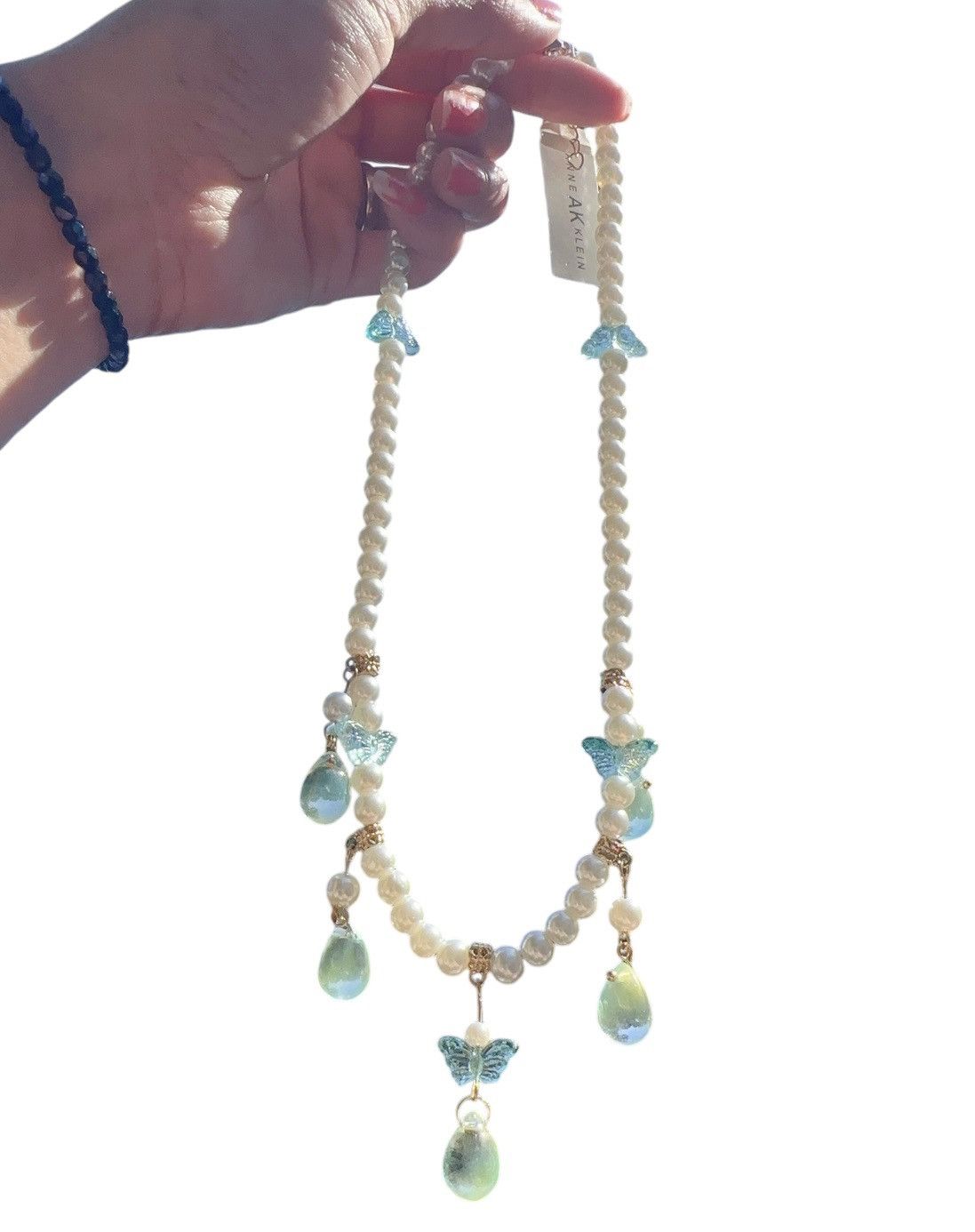 Anne Klein Anne Klein white pearl necklace light blue crystal resin Size ONE SIZE - 1 Thumbnail