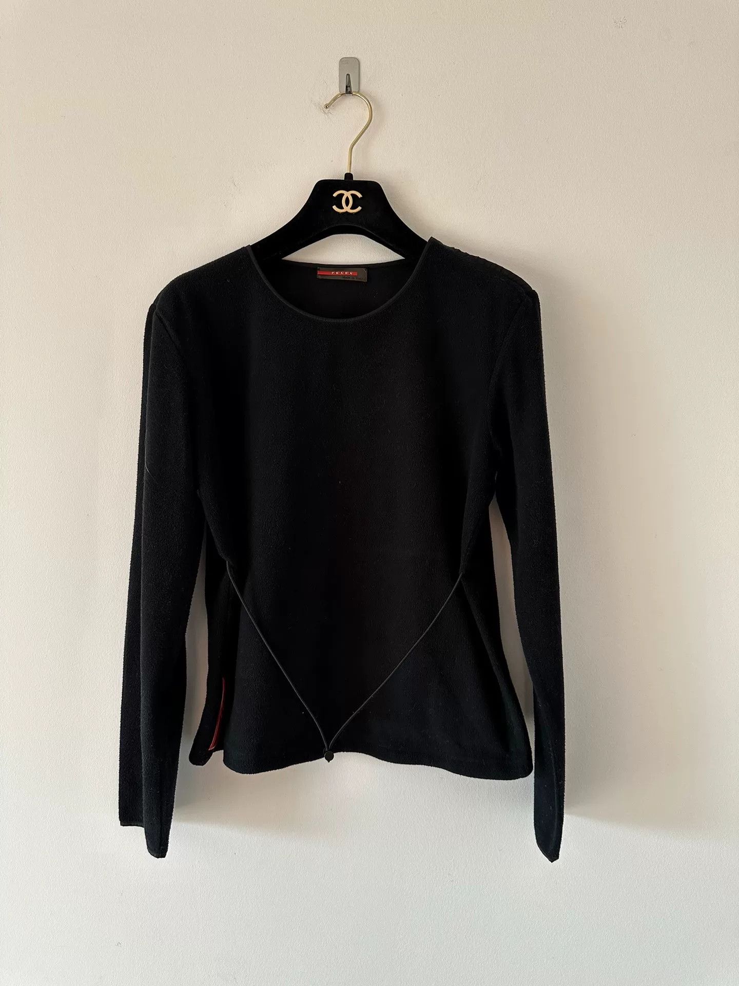 Prada Prada Women's Black Long-Sleeve Front Tie Tee Size M / US 6-8 / IT 42-44 - 1 Thumbnail