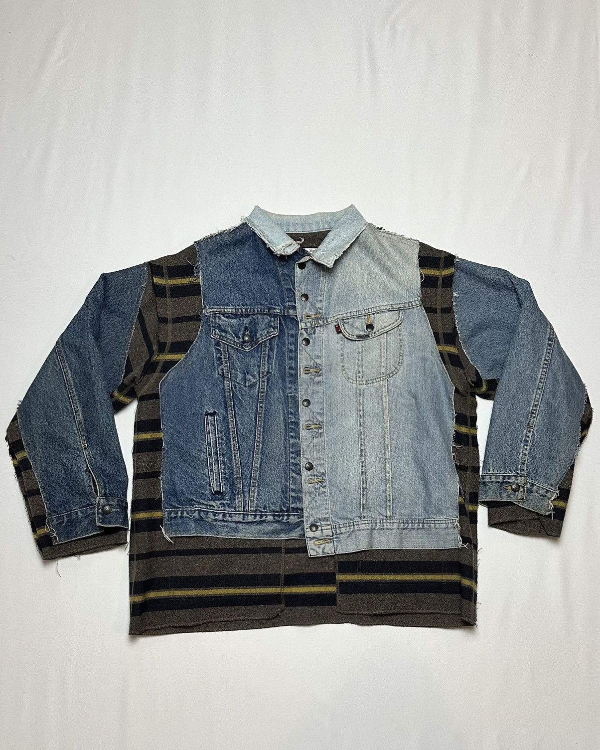 image of Rebuild By Needles Jean Jacket Blanket Covered Reversible in Blue, Men's (Size Large)