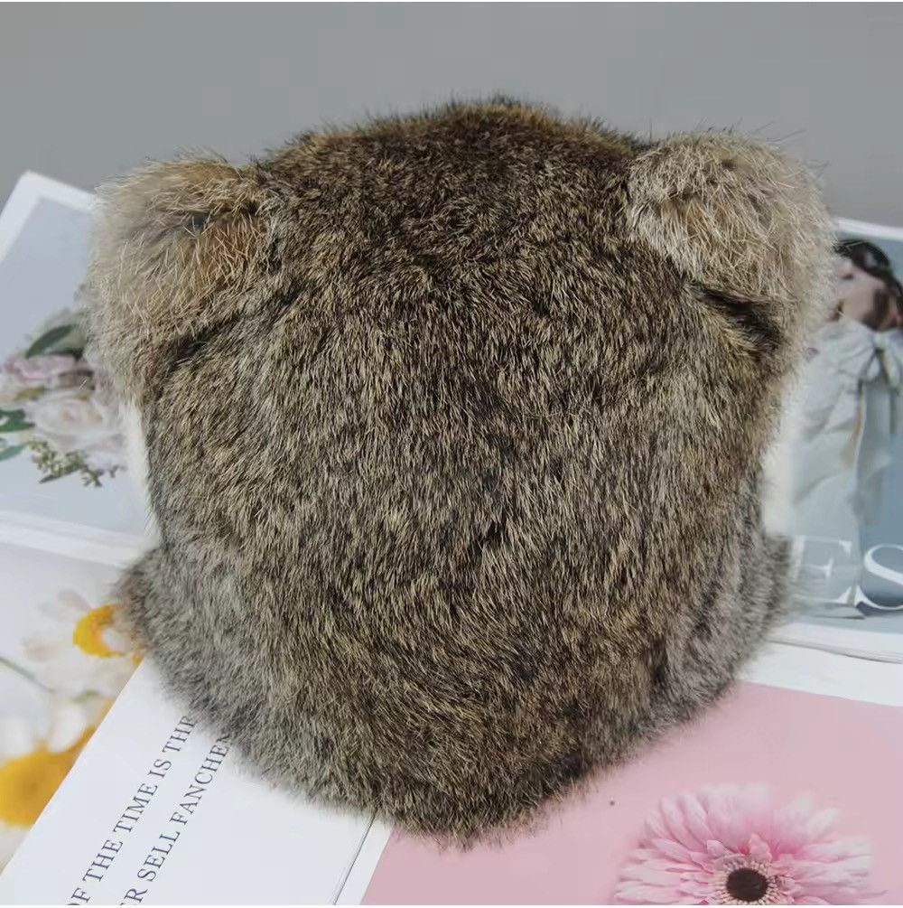 Japanese Brand Aesthetic Rabbit Fur Hat Unisex Size ONE SIZE - 5 Thumbnail