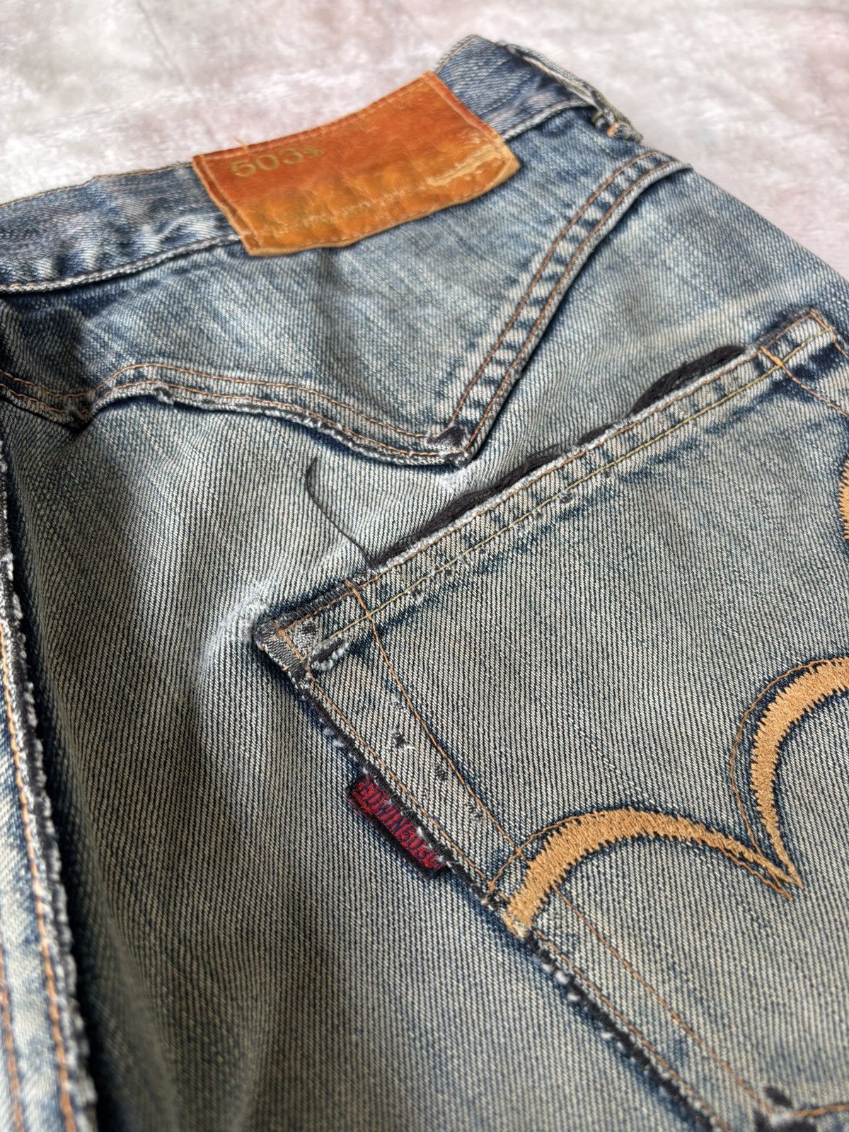 Kapital THRASHED🔥EDWIN 503SS RIPPED MUD DISTRESSED DENIM JEANS Size US 34 / EU 50 - 13 Thumbnail