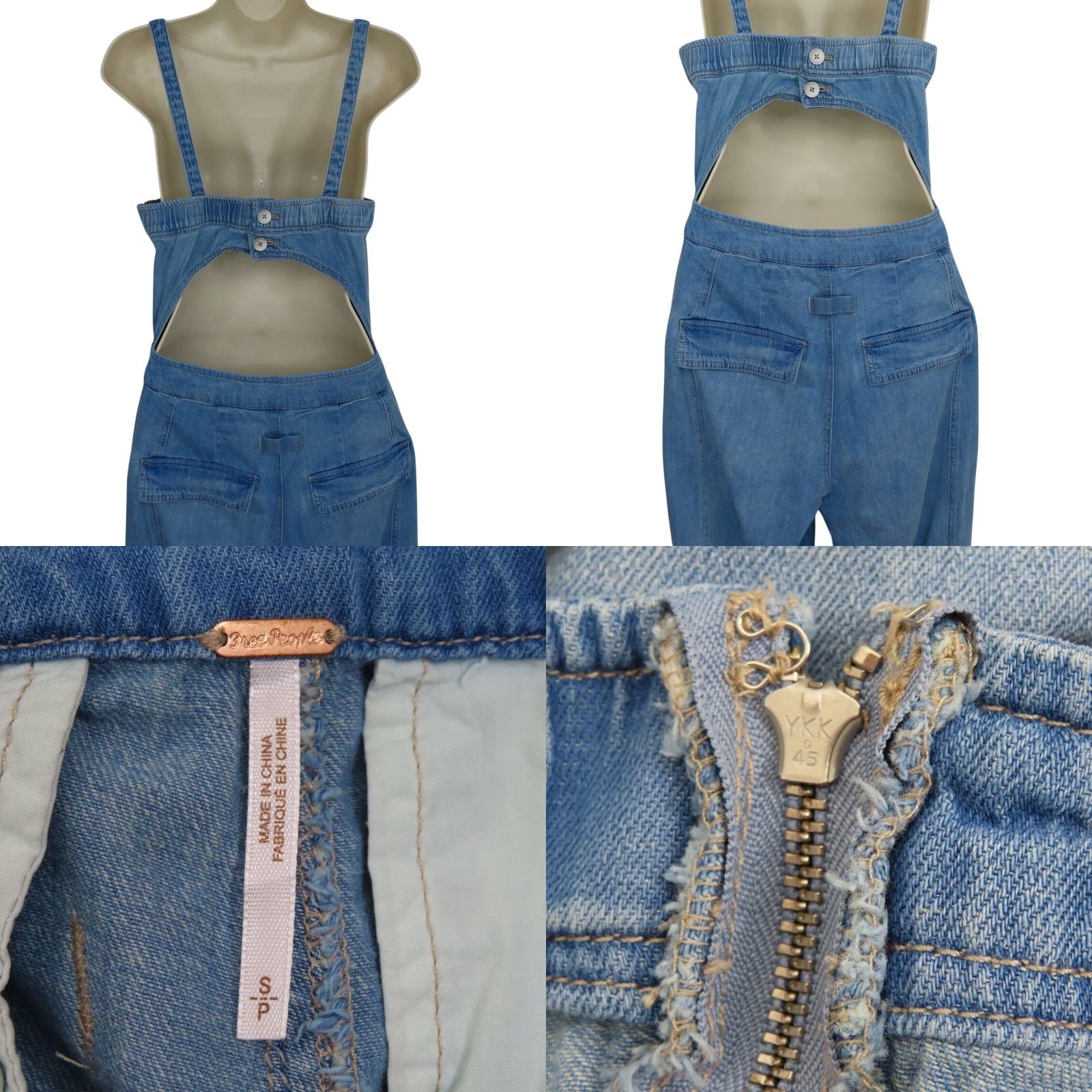 Free People Free People JumpSuit Womens Small Go West Denim Utility Mirage Blue OB1160882 Size 28" / US 6 / IT 42 - 8 Thumbnail