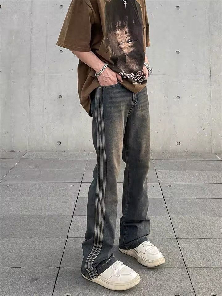 Vintage Jeans Slim Flared Trousers Autumn Streetwear Casual