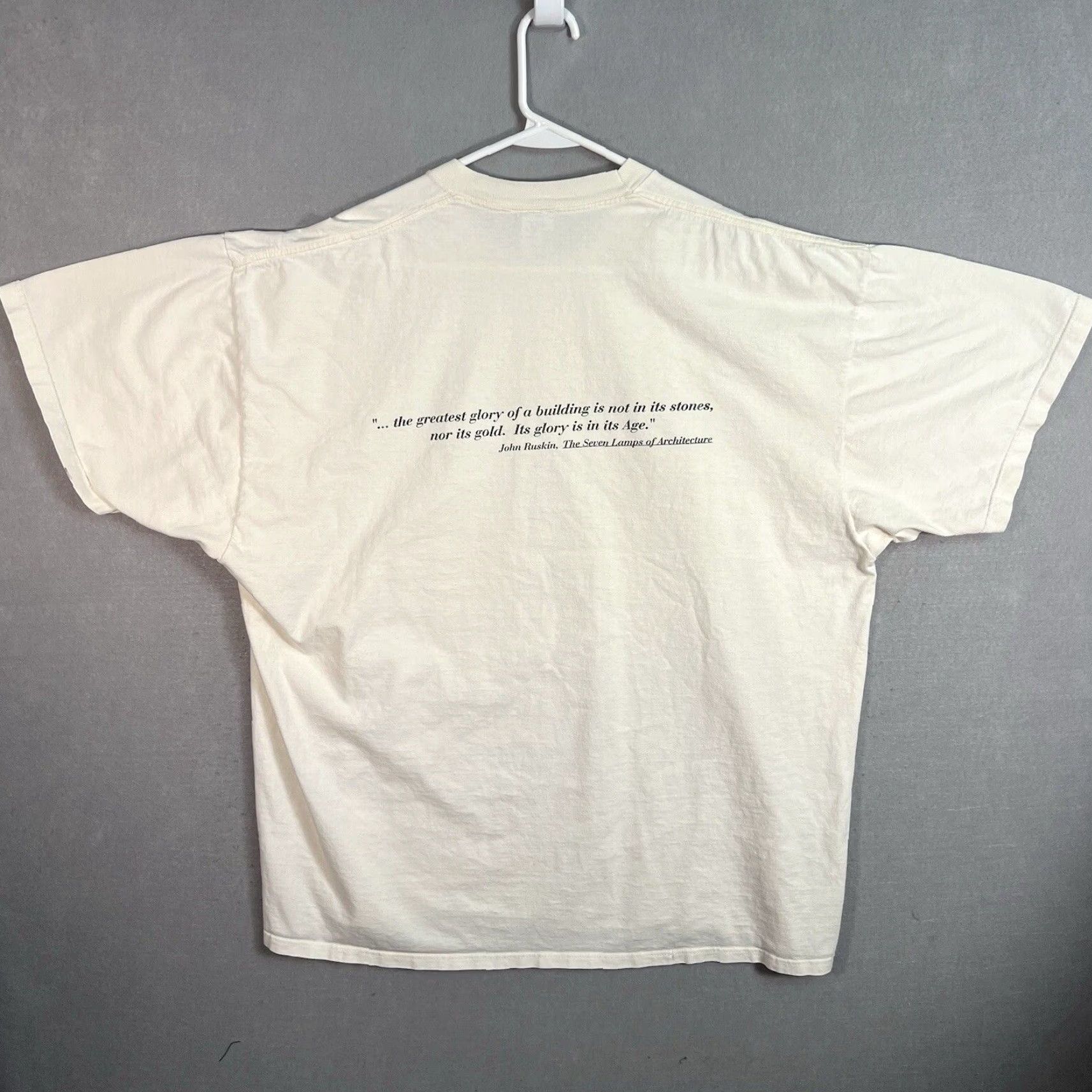 Jerzees VINTAGE 1990s Building Preservation Technology Belmont College T Shirt Men 3XL Cotton Graphic Tee White Size US XXL / EU 58 / 5 - 2 Thumbnail