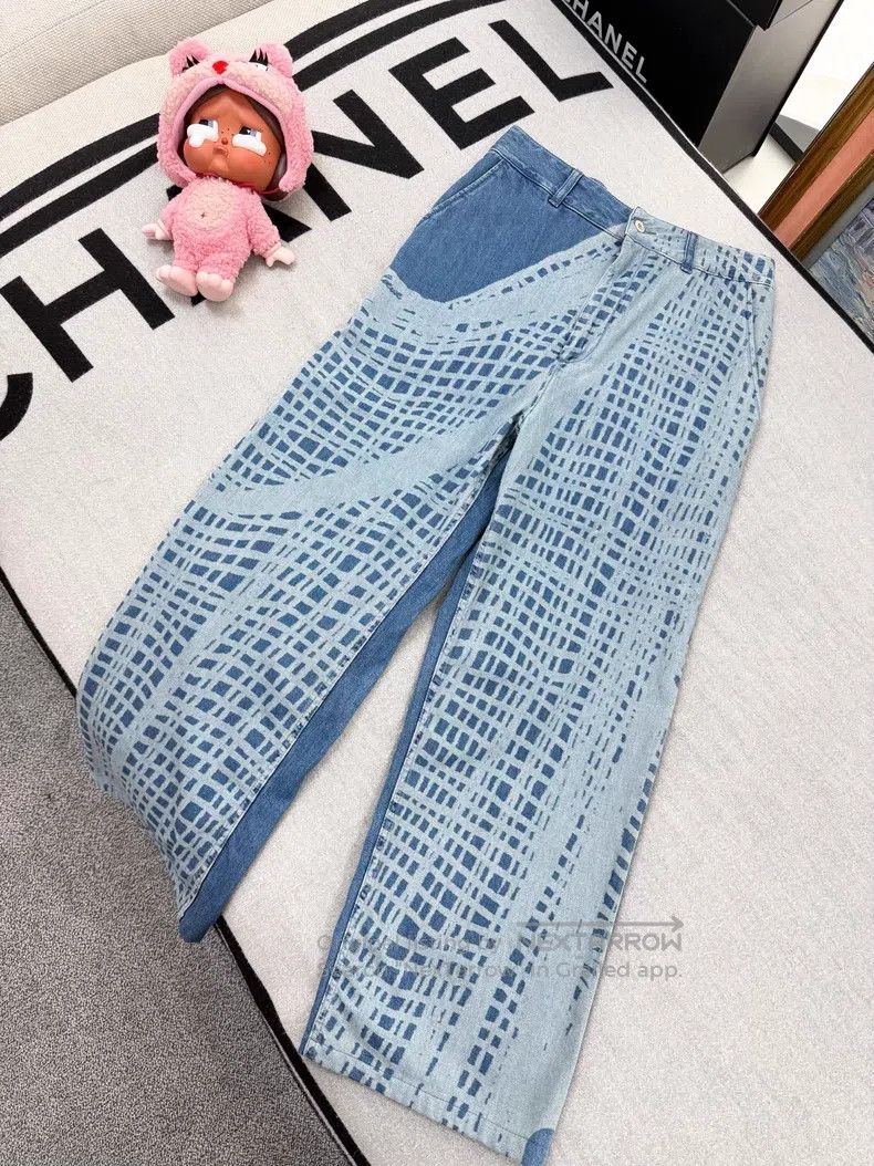 Loewe Loewe Blue Plaid Denim Jeans Size 24" / US 00 / IT 34 - 1 Thumbnail