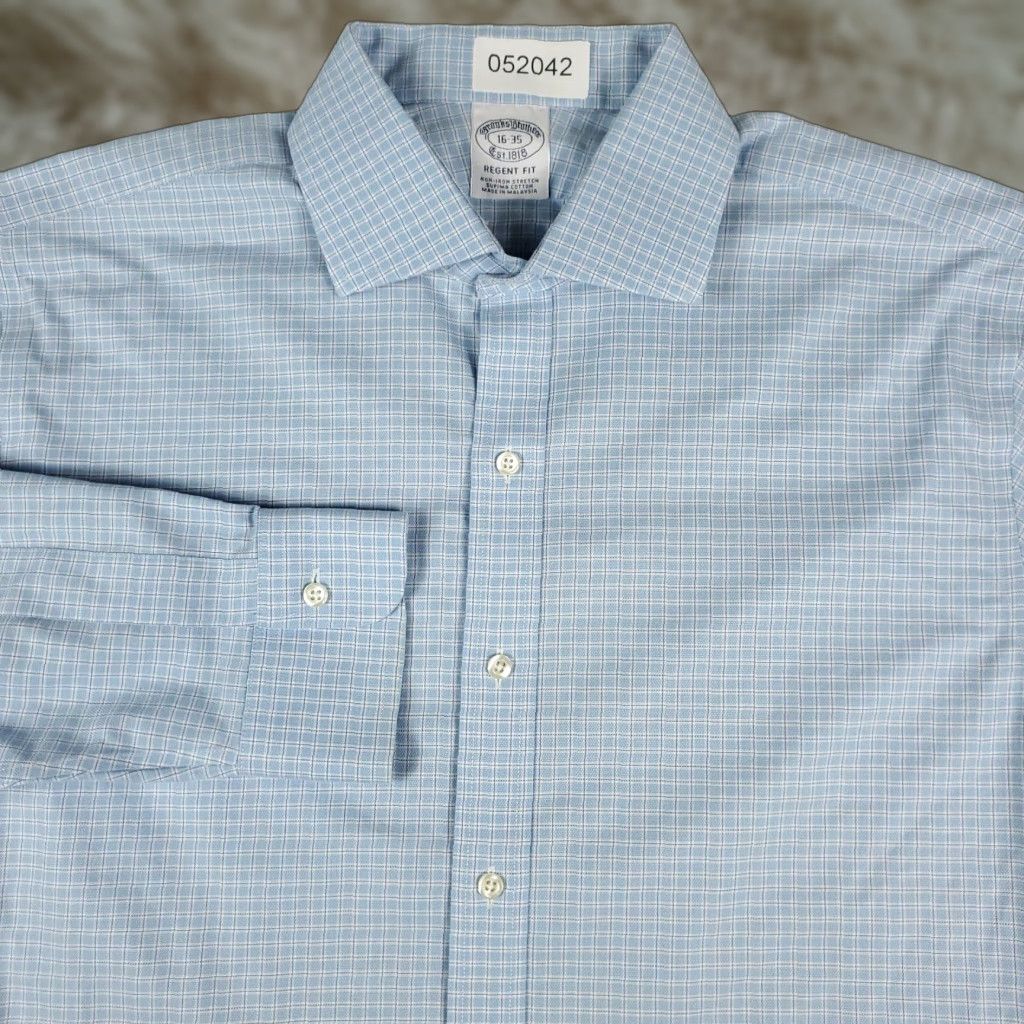 Brooks Brothers Brooks Brothers Dress Shirt Mens Size 16 Blue Check Long Sleeve Button-Up Size 42R - 1 Thumbnail