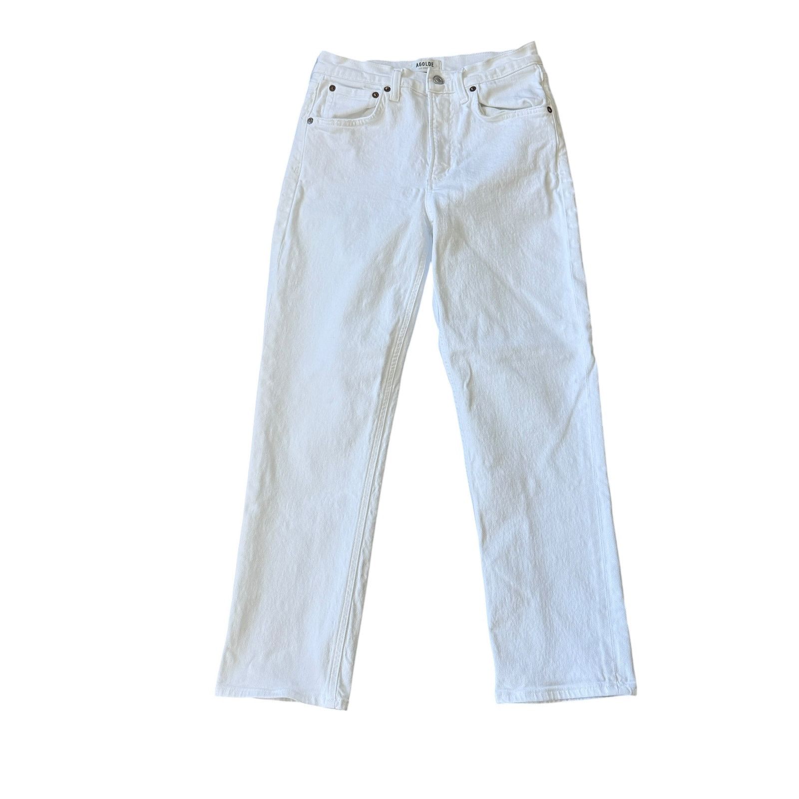 Agolde AGOLDE Kye Mid Rise Straight Crop Jean Cake White Stretch Size 25" / US 0 / IT 36 - 3 Thumbnail
