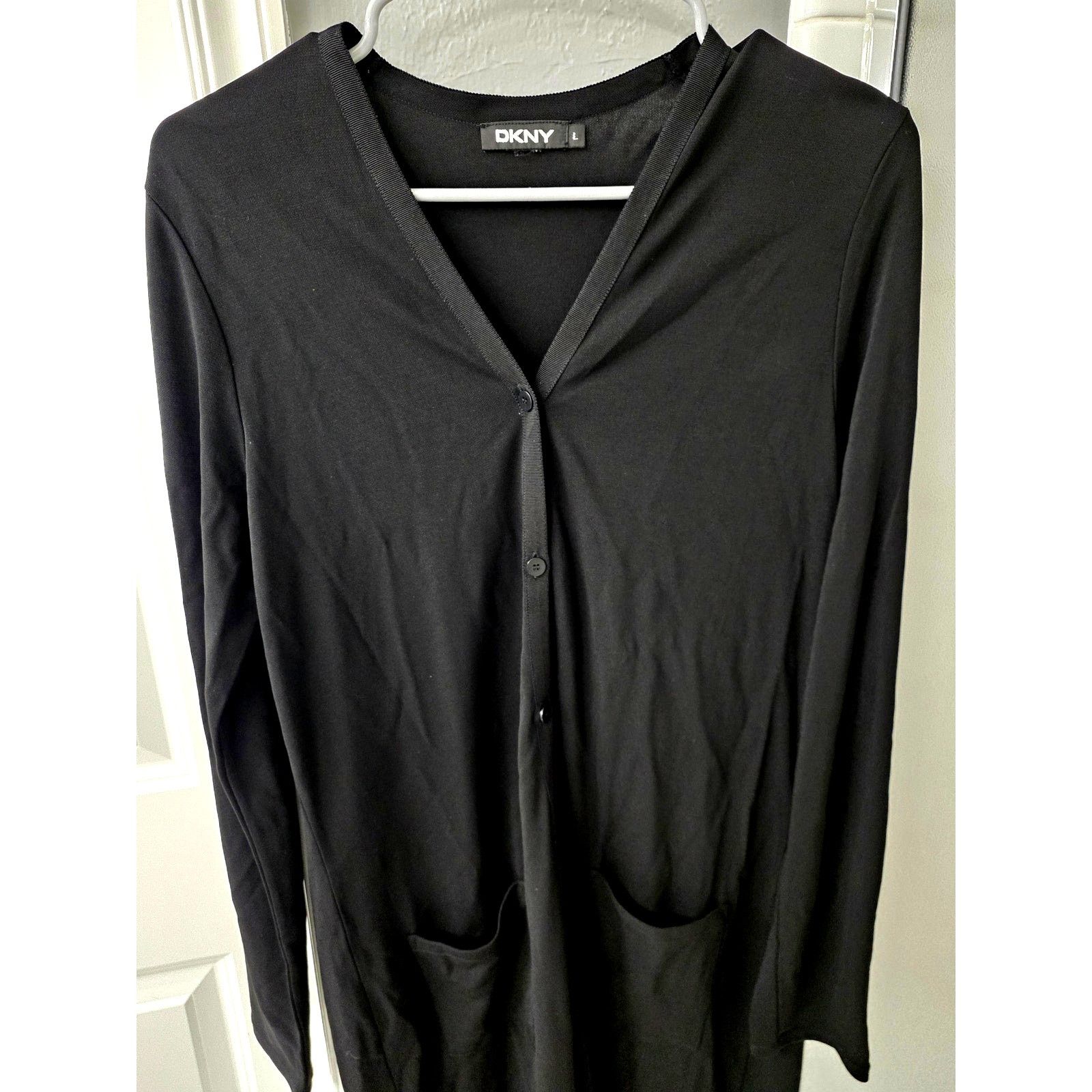 DKNY DKNY Black Long Sleeve Button Up Dress - Large Size L / US 10 / IT 46 - 3 Thumbnail