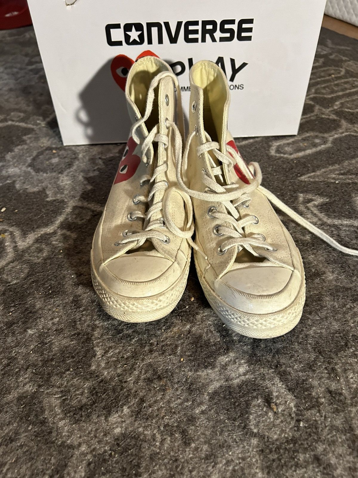 CDG by Comme des Garcons × Comme des Garcons × Converse CDG Cream high top chucks❤️❤️ Size US 8 / EU 41 - 2 Thumbnail