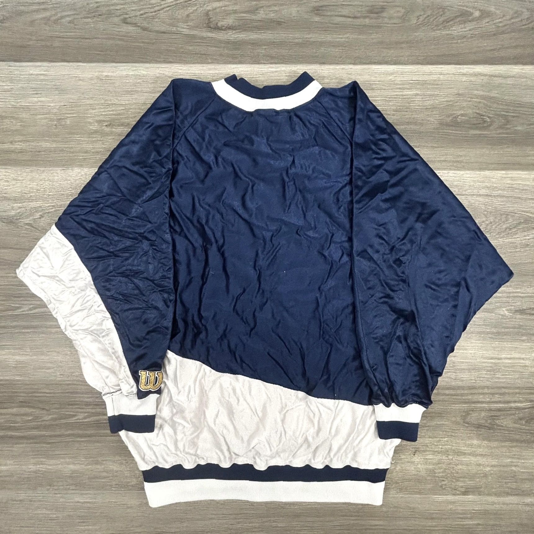 Wilson VINTAGE Wilson Warmup Shirt Jacket Mens 40 Satin Snap Pullover 80s USA blue navy Jaguars Size US L / EU 52-54 / 3 - 2 Thumbnail