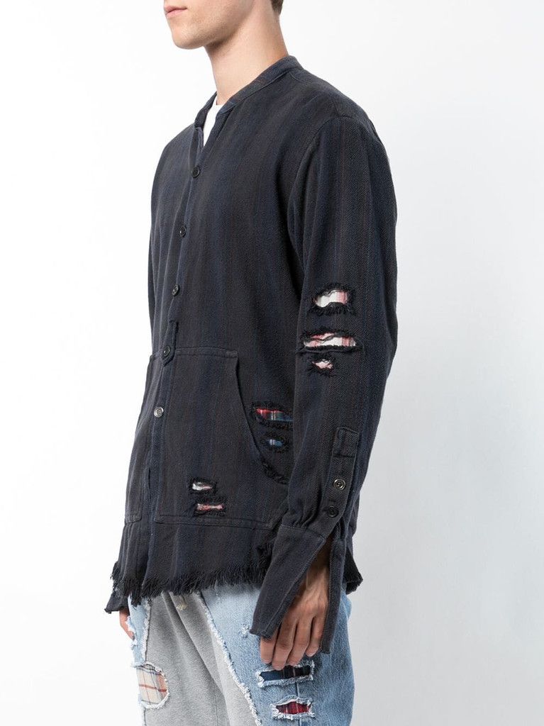 image of Greg Laurent Venice Night Studio Shirt With Patches in Blue, Men's (Size Small)