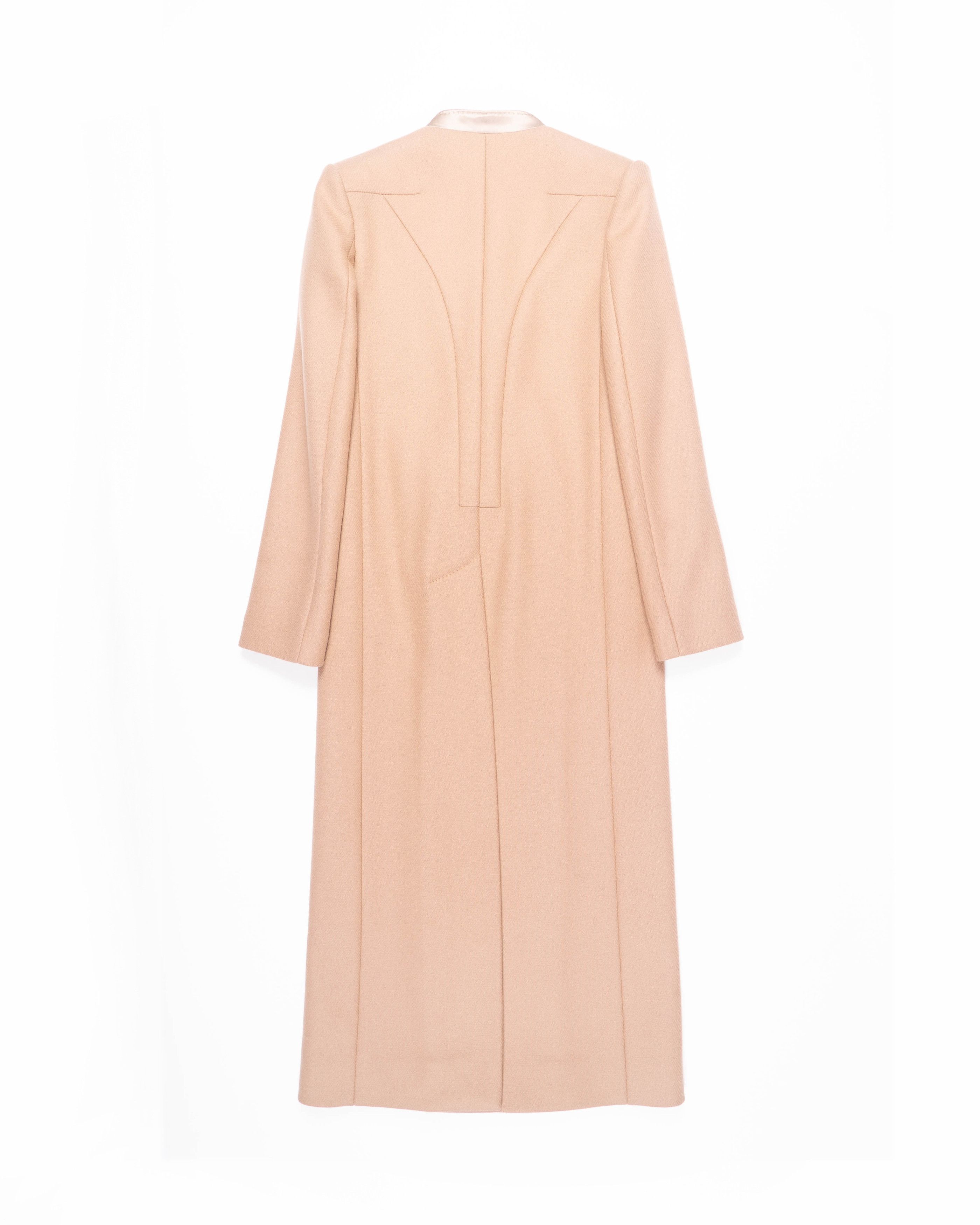 Haider Ackermann FW20 Beige Wool Collarless Longcoat Size S / US 4 / IT 40 - 2 Thumbnail