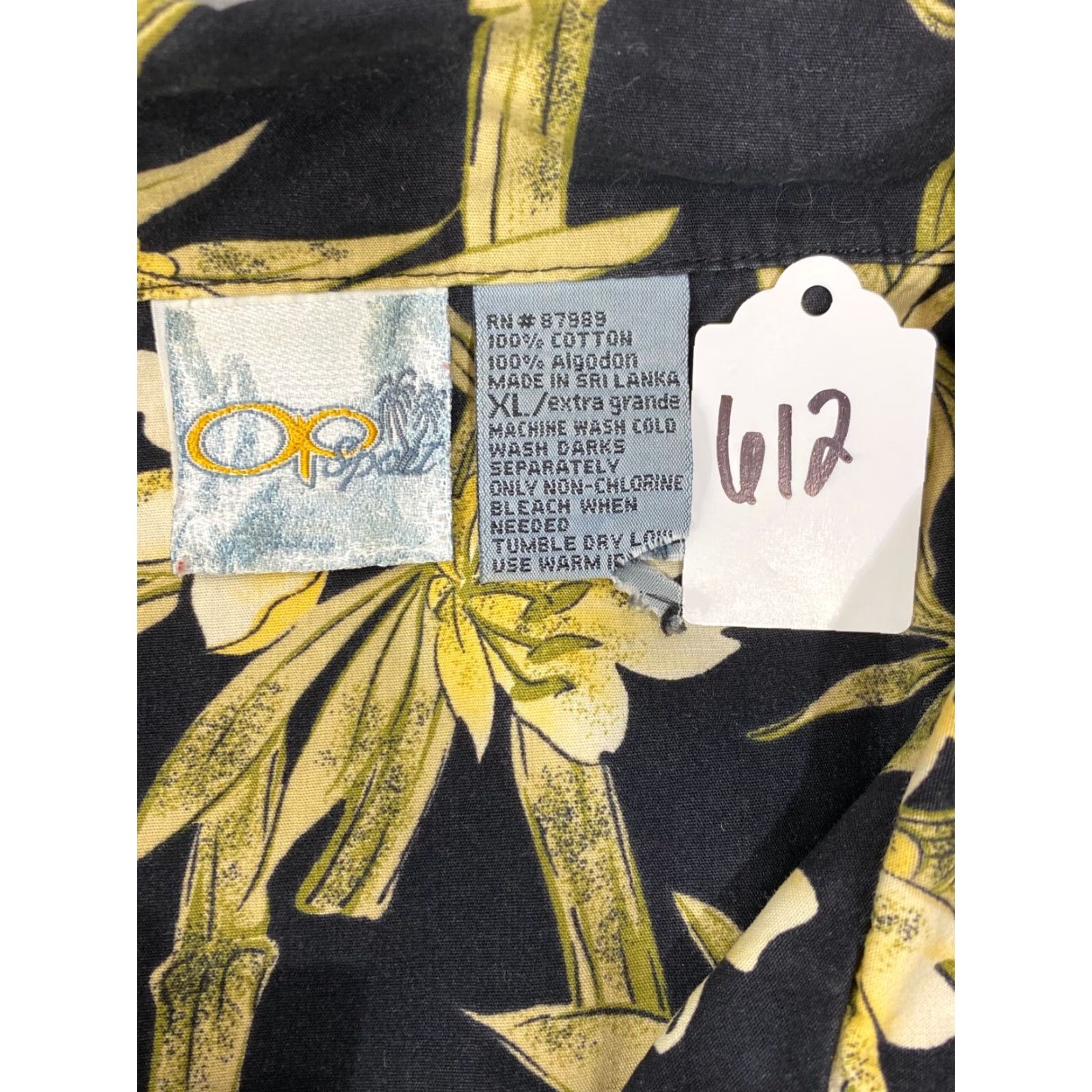 Vintage VINTAGE OP Hawaiian Shirt Men's XL Short Sleeve Button Front Black Cotton Aloha Floral Camp 612 Size US XL / EU 56 / 4 - 3 Thumbnail