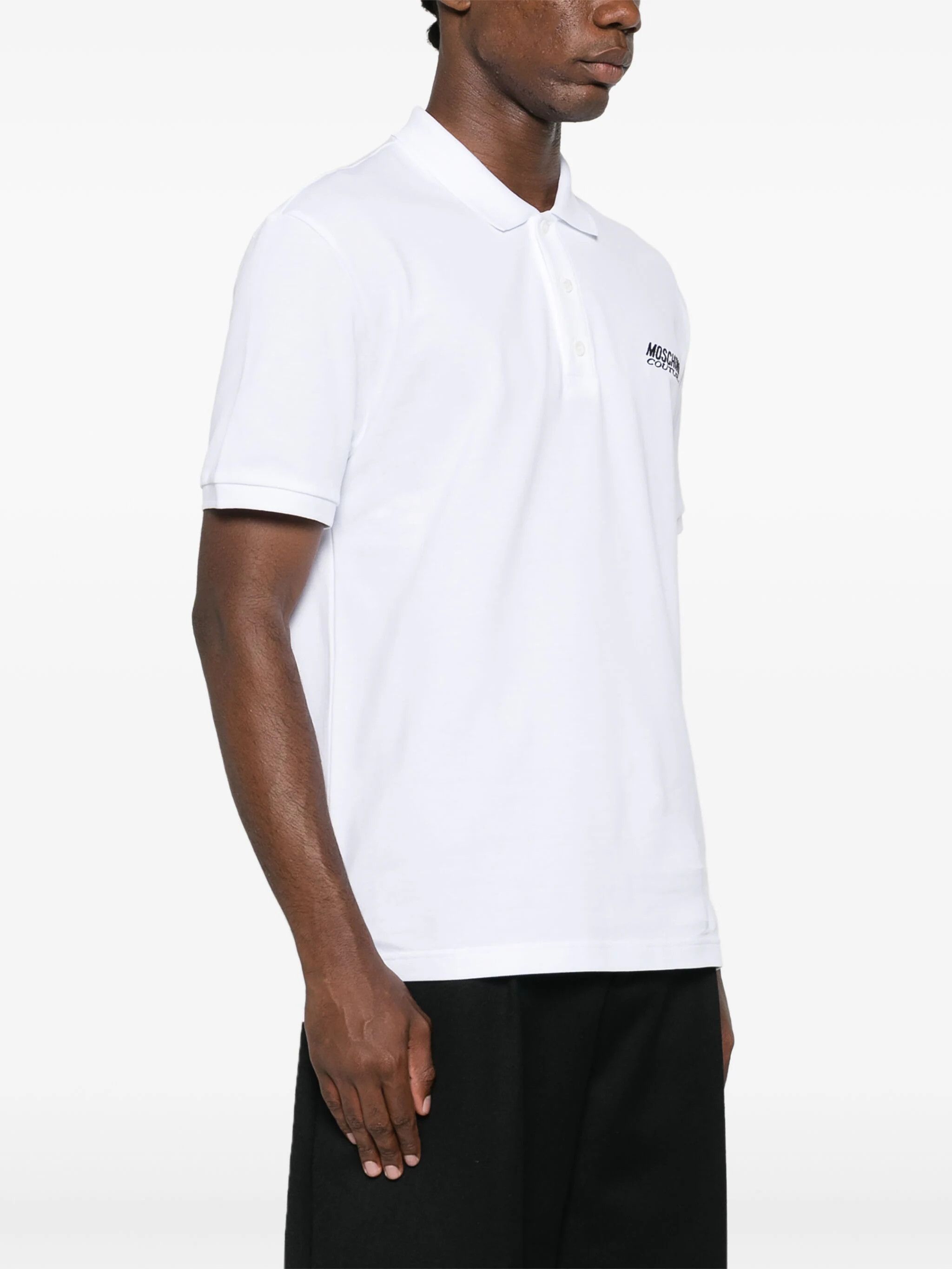 Moschino o1s22i1n0924 Embroidered Logo Polo Shirt in White Size US M / EU 48-50 / 2 - 3 Thumbnail