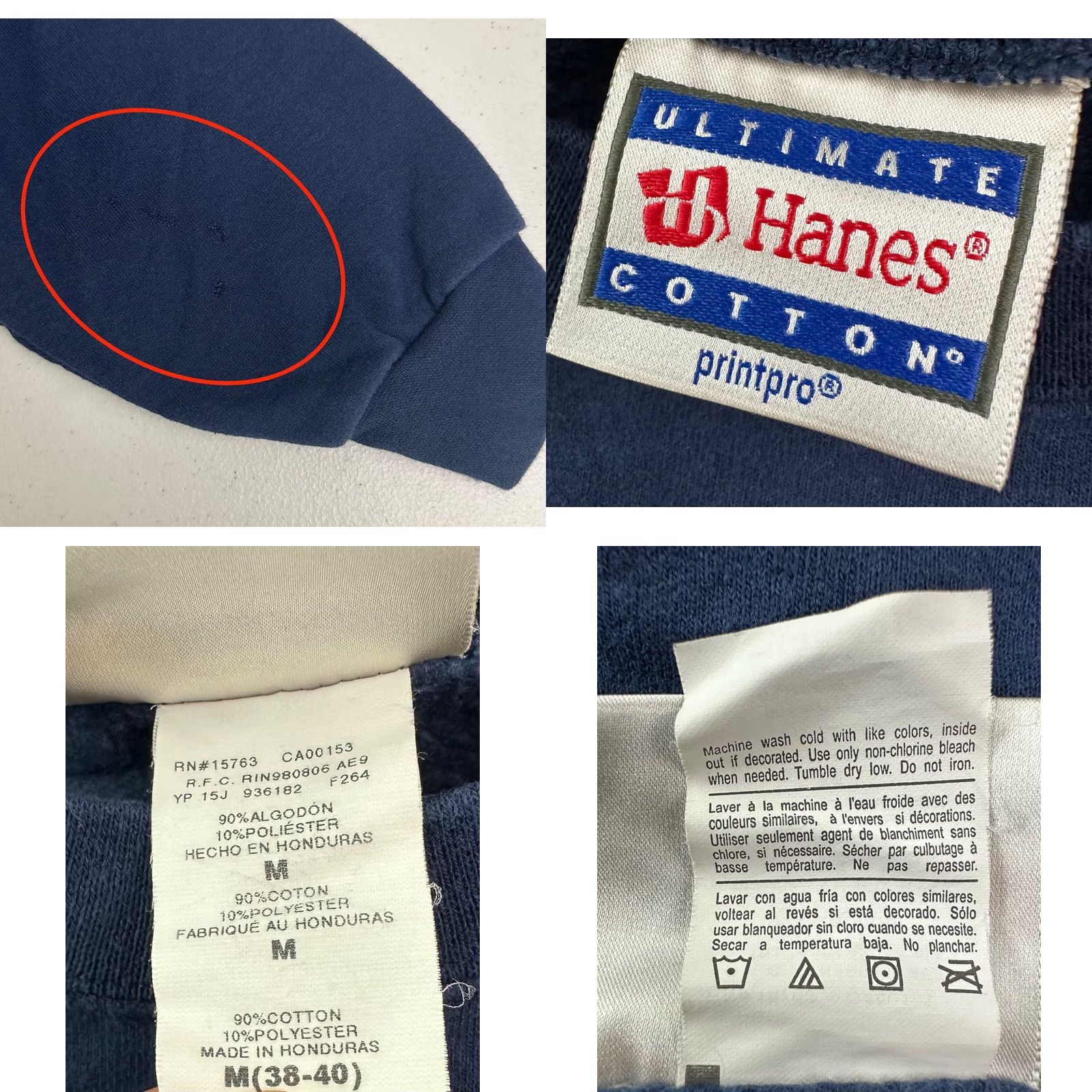Hanes VINTAGE Hanes Sweatshirt Shirt Unisex Medium Navy Blue 90s Grunge Retro Pullover Crew Neck (Mens) Size US M / EU 48-50 / 2 - 8 Thumbnail