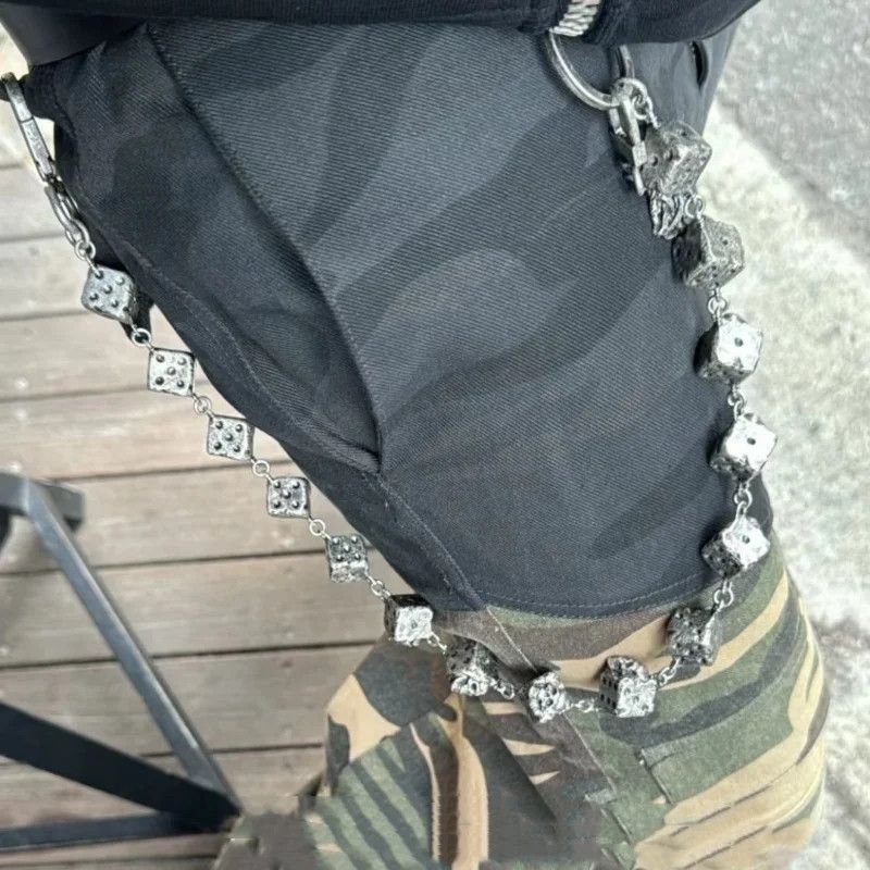 Vintage Retro Dice Skull Pants Chain Ghost Head Size ONE SIZE - 2 Thumbnail