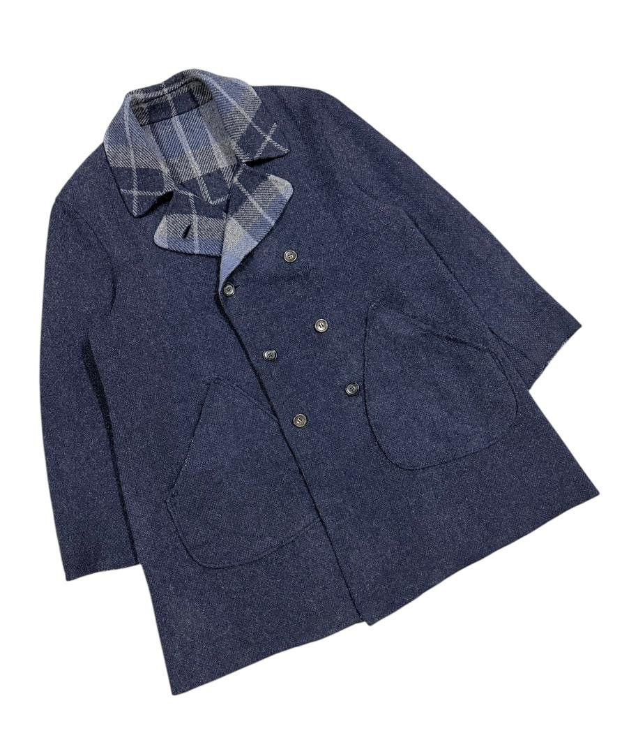 45rpm Vtg💥45rpm Indigo/Tartan Mohair Double Breasted Long Jacket Size US M / EU 48-50 / 2 - 5 Thumbnail