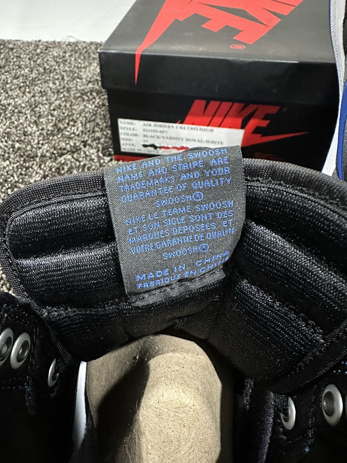 Jordan Brand Air Jordan 1 Retro High EP Satin Royal Promo Sample Sneakers Size US 11 / EU 44 - 13 Thumbnail