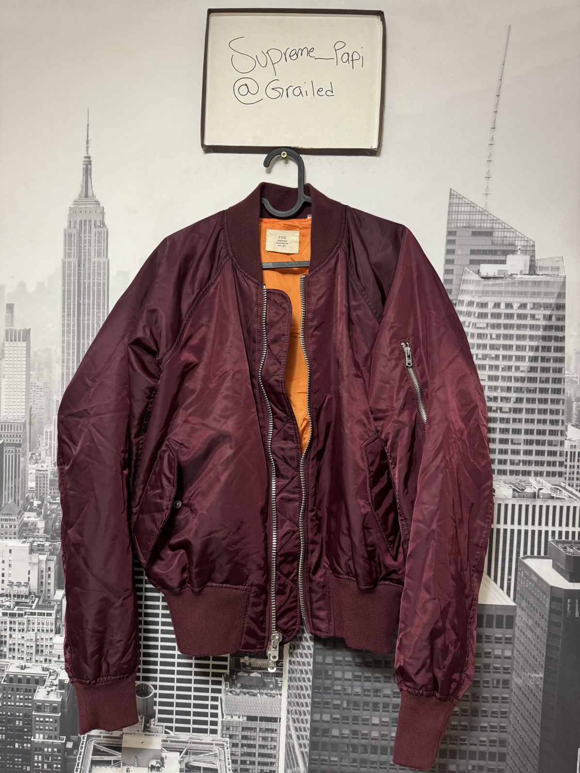 Fear of God FOG Fear of God Bomber Jacket Collection Two Burgundy SZ S🔥 Size US S / EU 44-46 / 1 - 1 Thumbnail