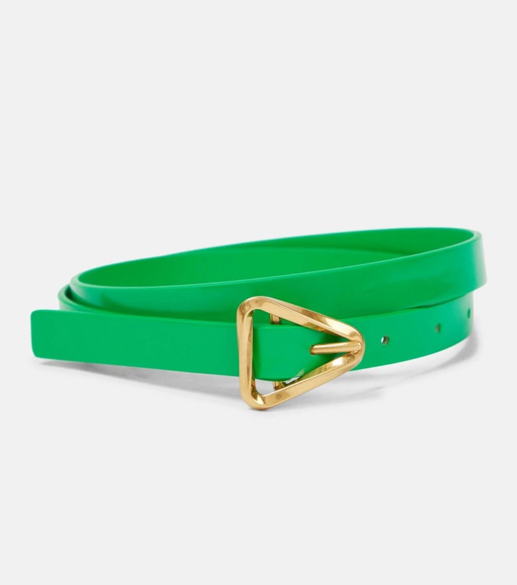 Bottega Veneta BOTTEGA VENETA Grasp green & gold triangle leather belt 75 Size ONE SIZE - 1 Thumbnail