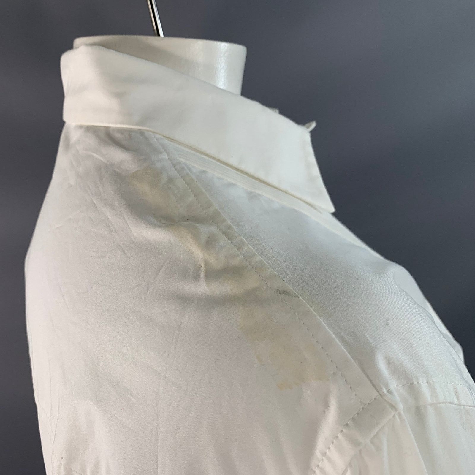 Nili Lotan NILI LOTAN White Cotton Pleated Bib Tuxedo Long Sleeve Shirt Size 48R - 6 Thumbnail
