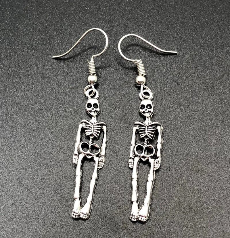 Jewelry Vintage Skeleton Skull Earrings Size ONE SIZE - 4 Thumbnail